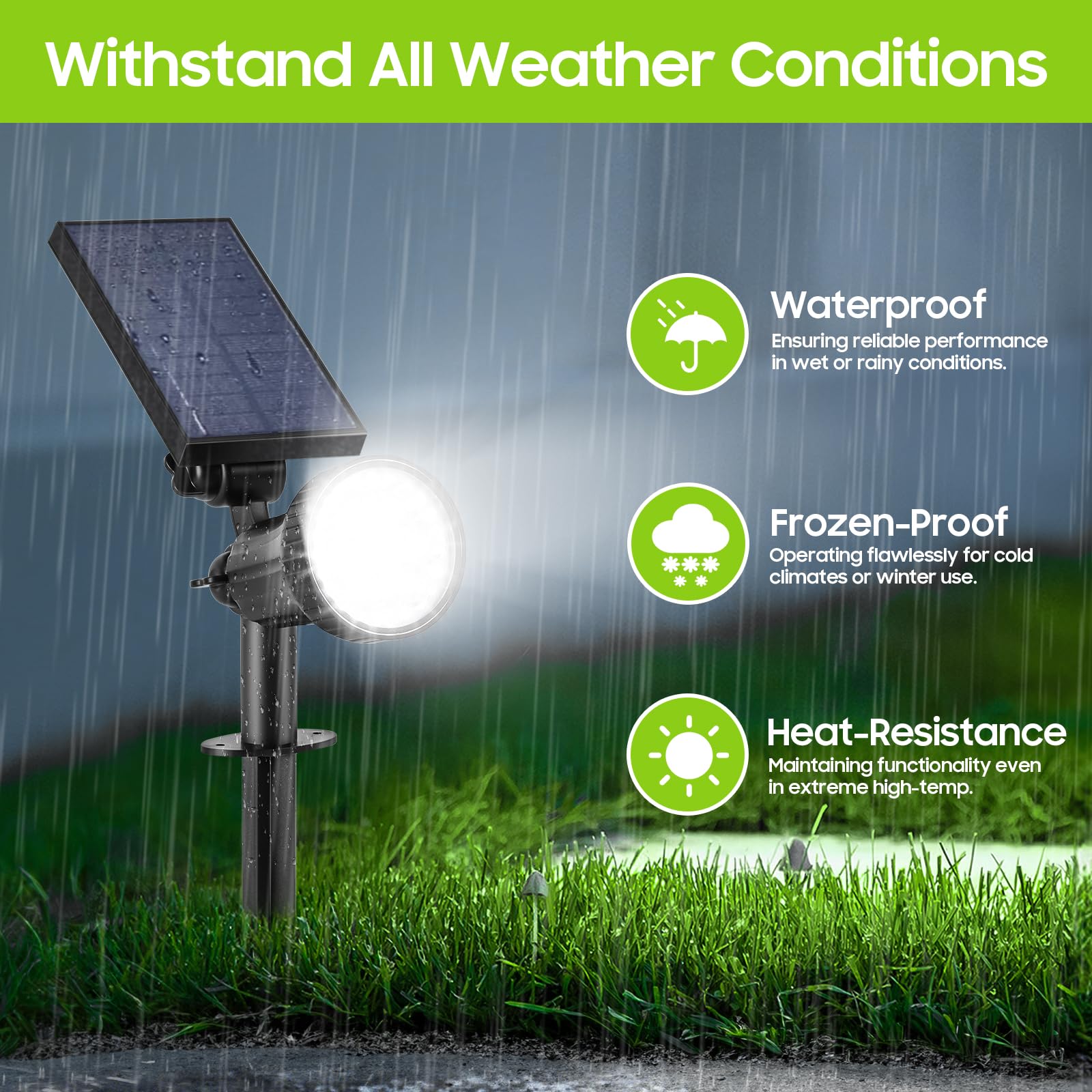 Bosceos 4-Pack Solar Spot Lights - 30 LEDs, Waterproof, Auto ON/OFF, Cool White, Model SL-5081, Ideal for Garden, Pathway, Driveway