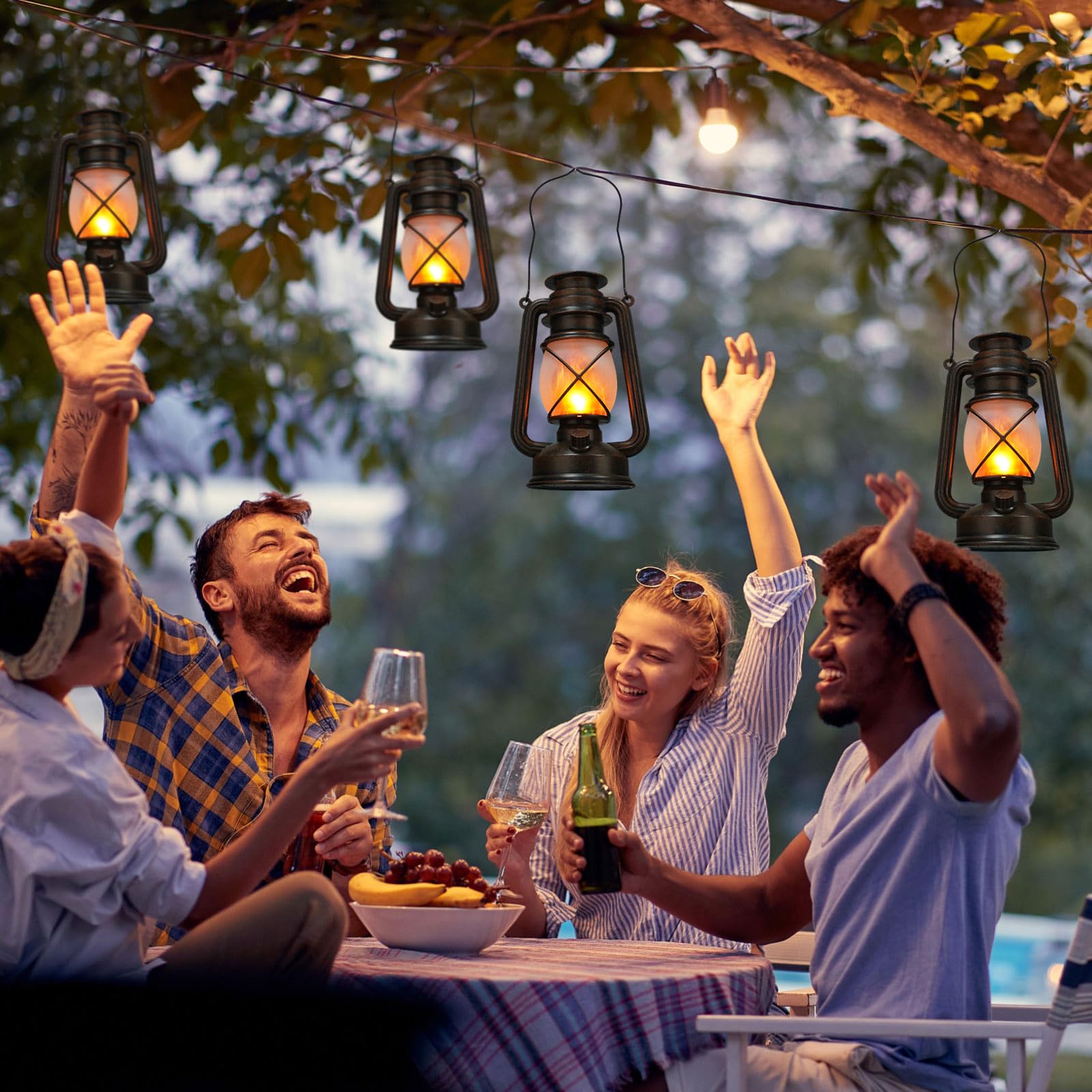 Retisee Vintage LED Lantern - Battery Powered, Remote Control, Bronze Finish - 4 Pcs for Indoor/Outdoor Decor