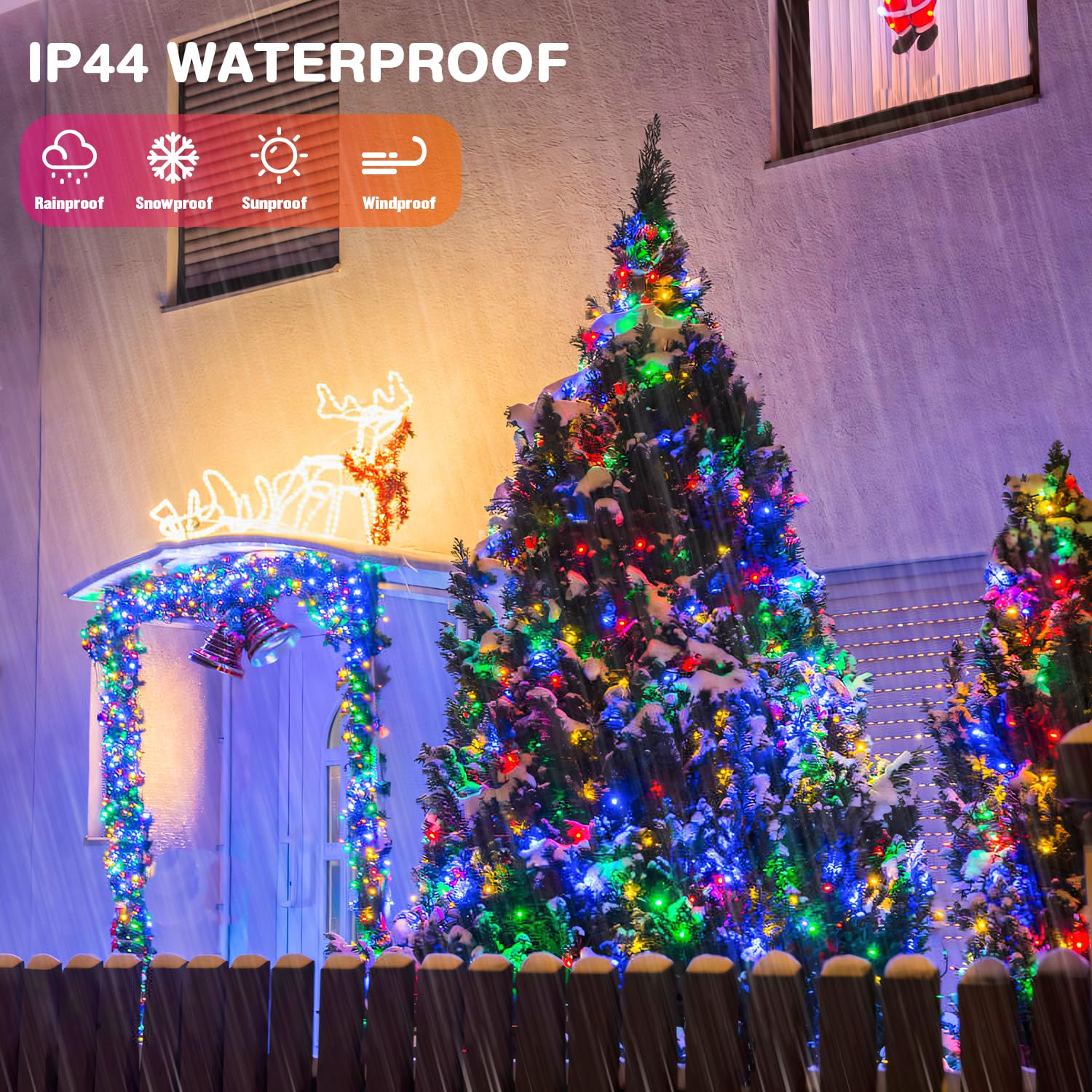 100 Led Christmas Lights Plug In, 33Ft Christmas Tree Lights Outdoor Waterproof, 8 Modes Multicolor Christmas Lights For Tree Pa