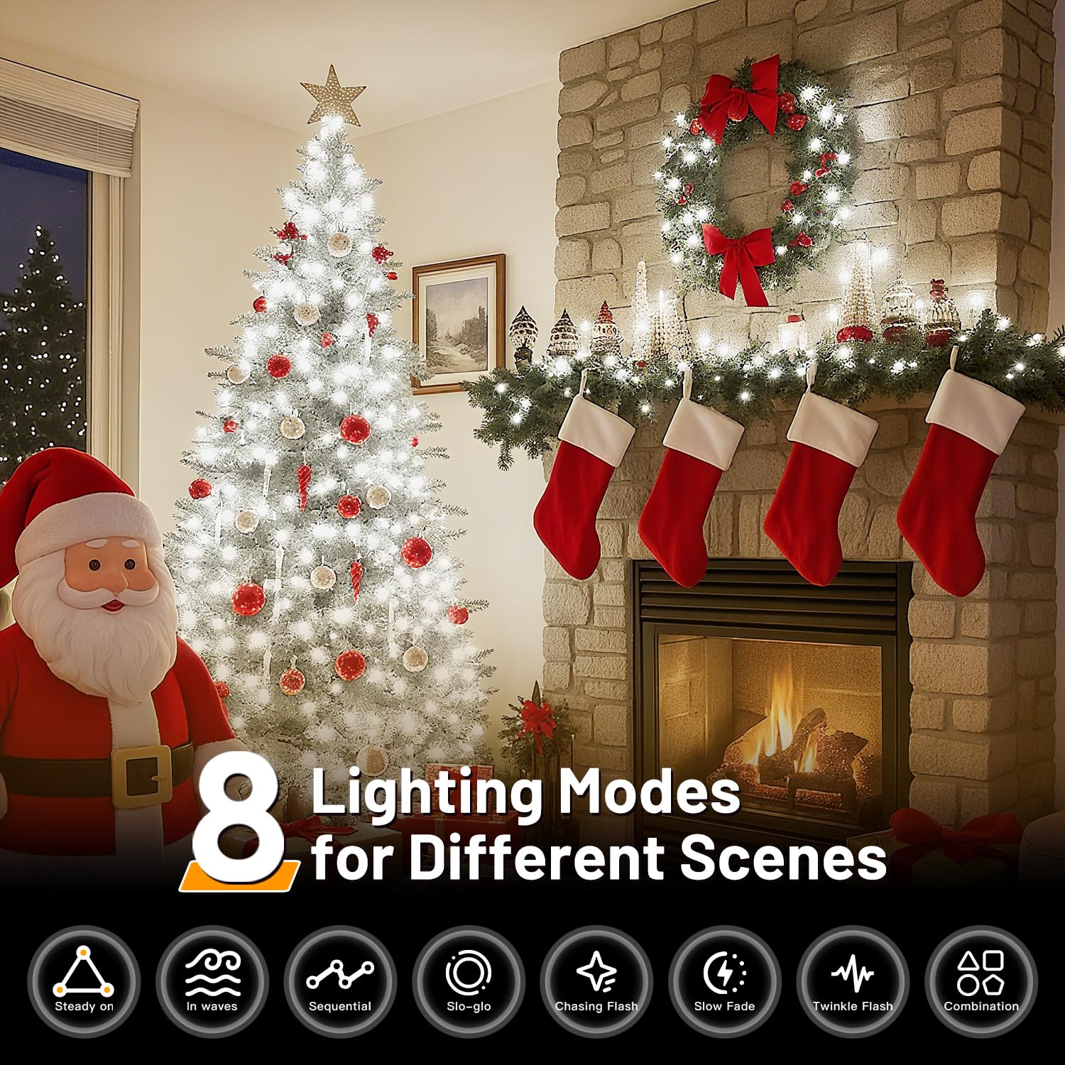 Domolli Christmas Lights 1000 LED IP67 Waterproof Cool White 328 FT with Remote Control 8 Modes & Timers Model ZYB1000C