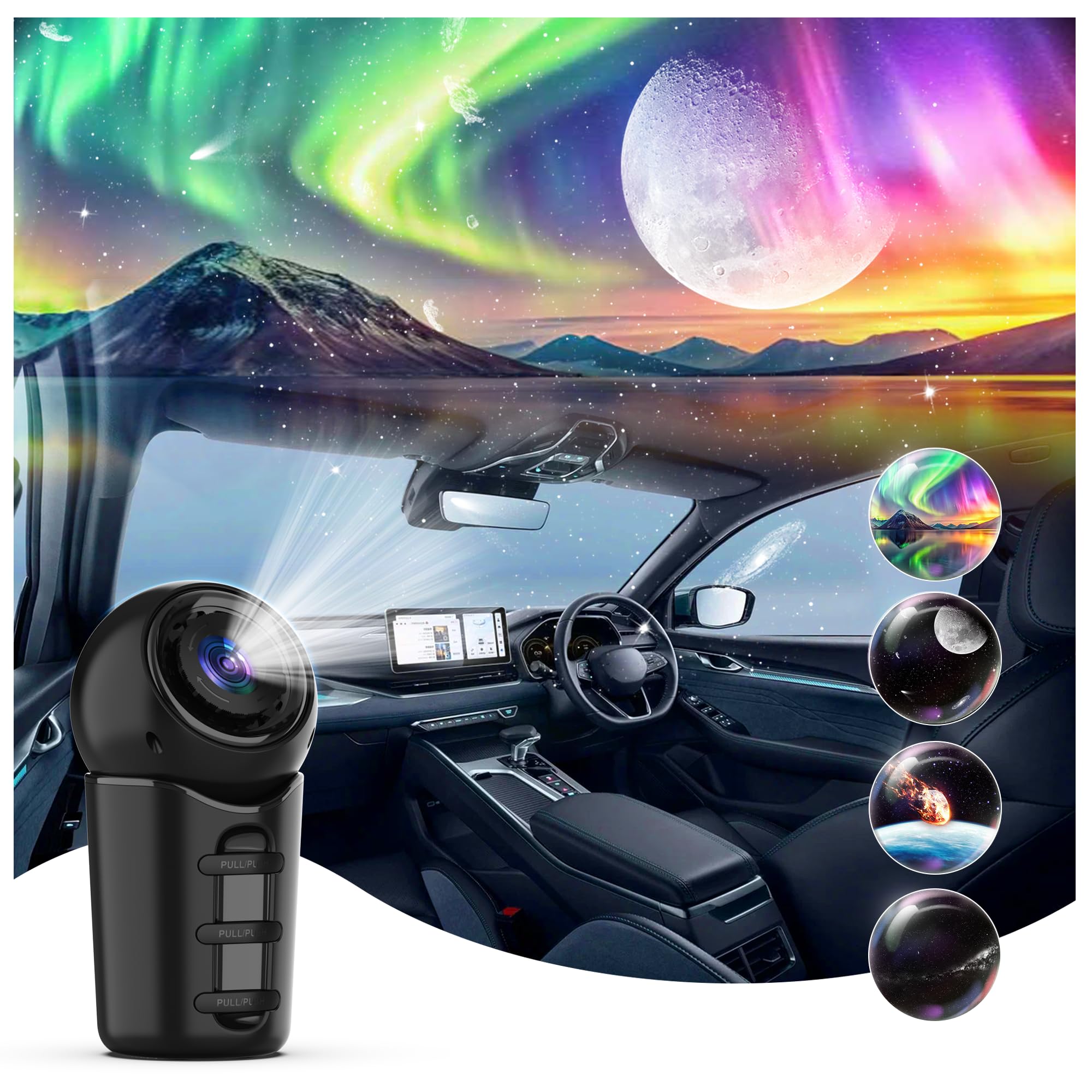 FlyLily Star Projector for Car, 4 in 1 Portable Car Roof Lights Galaxy Projector, 360 Rotating Star Projector Galaxy Light Ambie