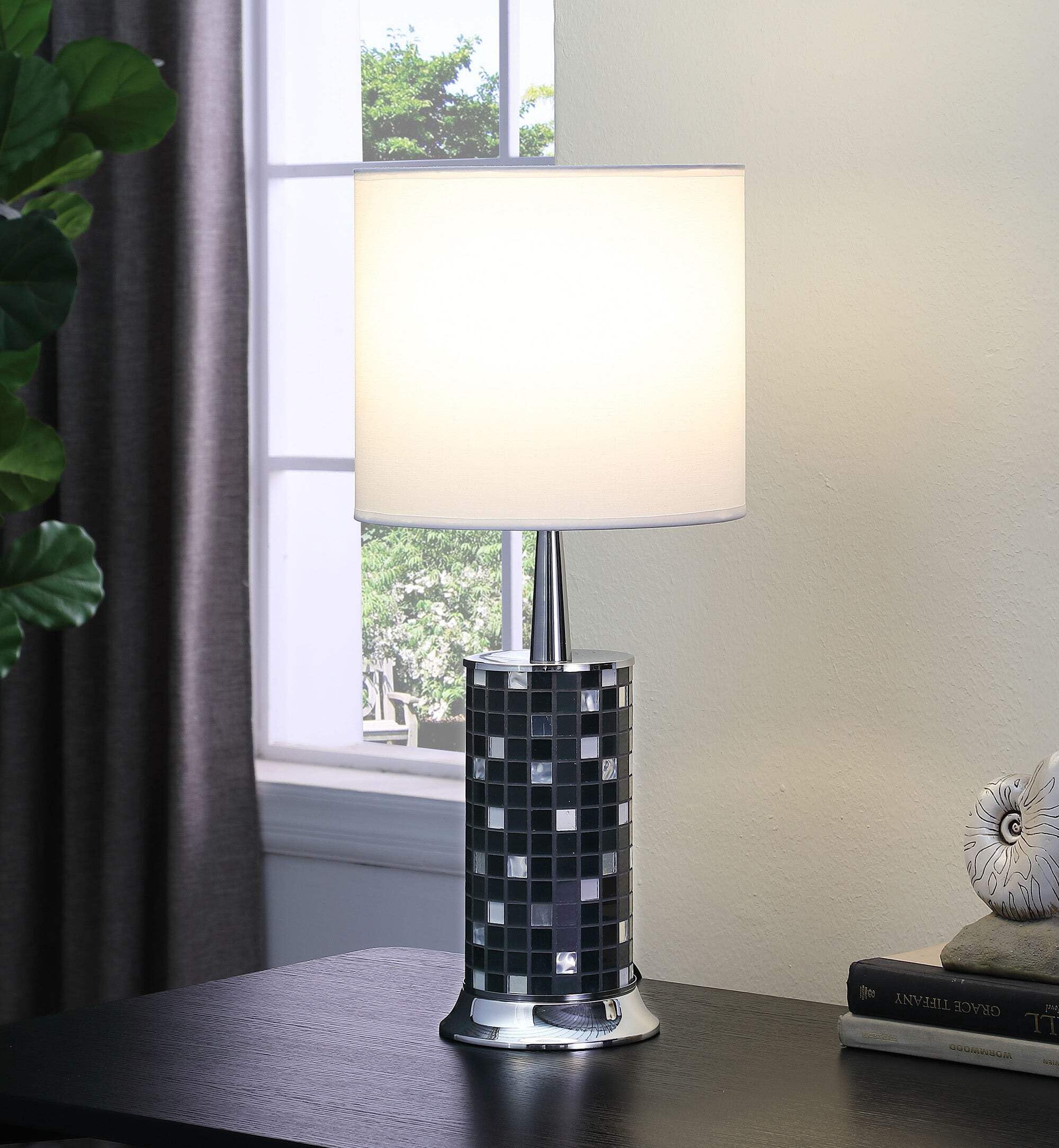 24 Dark Tones Metal And Glass Mosaic Table Lamp