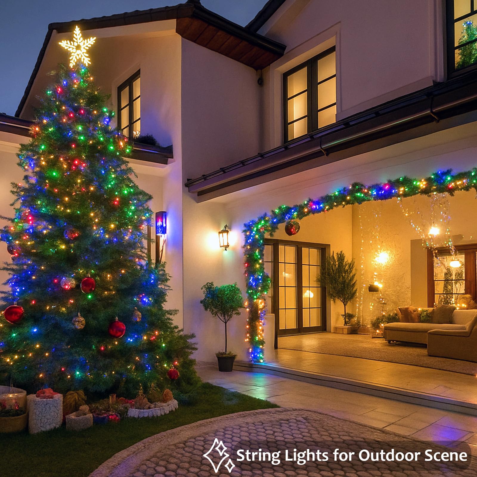 2 Pack Christmas String Lights Battery Operated With Timer  66Ft 200 Led Waterproof Twinkle Lights  8 Modes Fairy Light For Indoor And Outdoor Bedroom Garland Tree Christmas Decorations (Multicolor)