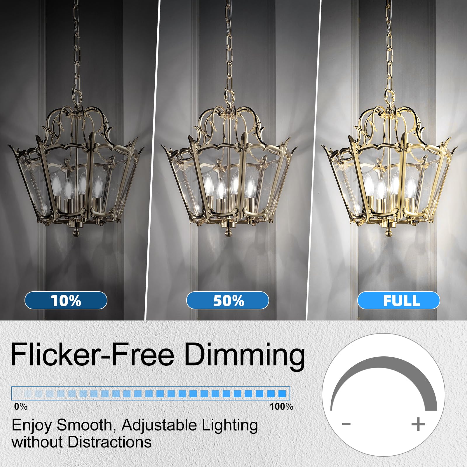 Gvvoohome E12 Candelabra Bulb 40 Watt, E12 Led Bulb Dimmable Chandelier Light Bulbs, 5000K Daylight B10 Candle Light Bulbs, 90+C