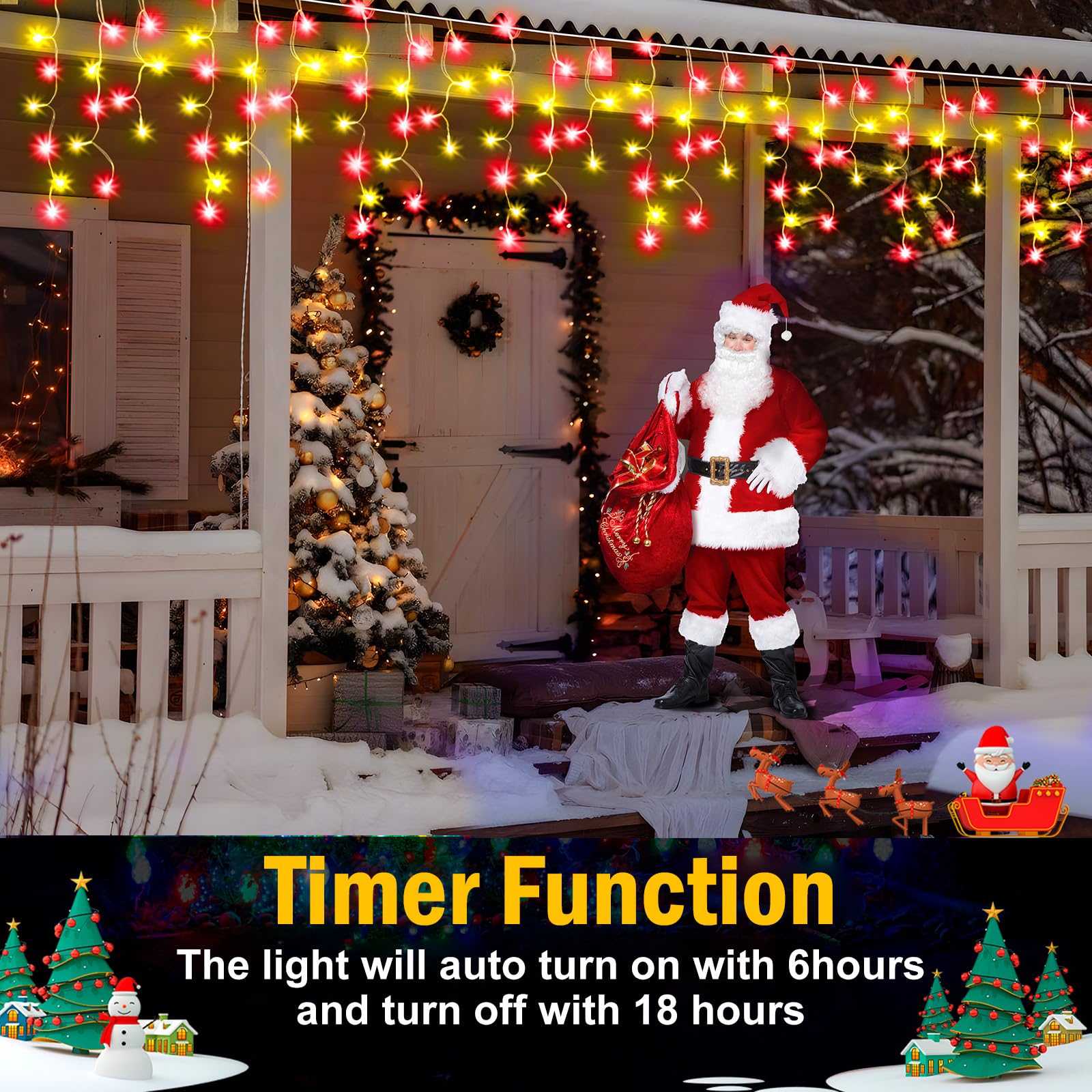 Heceltt Christmas Lights Outdoor, 2 Pack Total 98Ft 960 Led Ice Lights For Outside With 180 Drops 8 Modes Timer Memory, Plug In