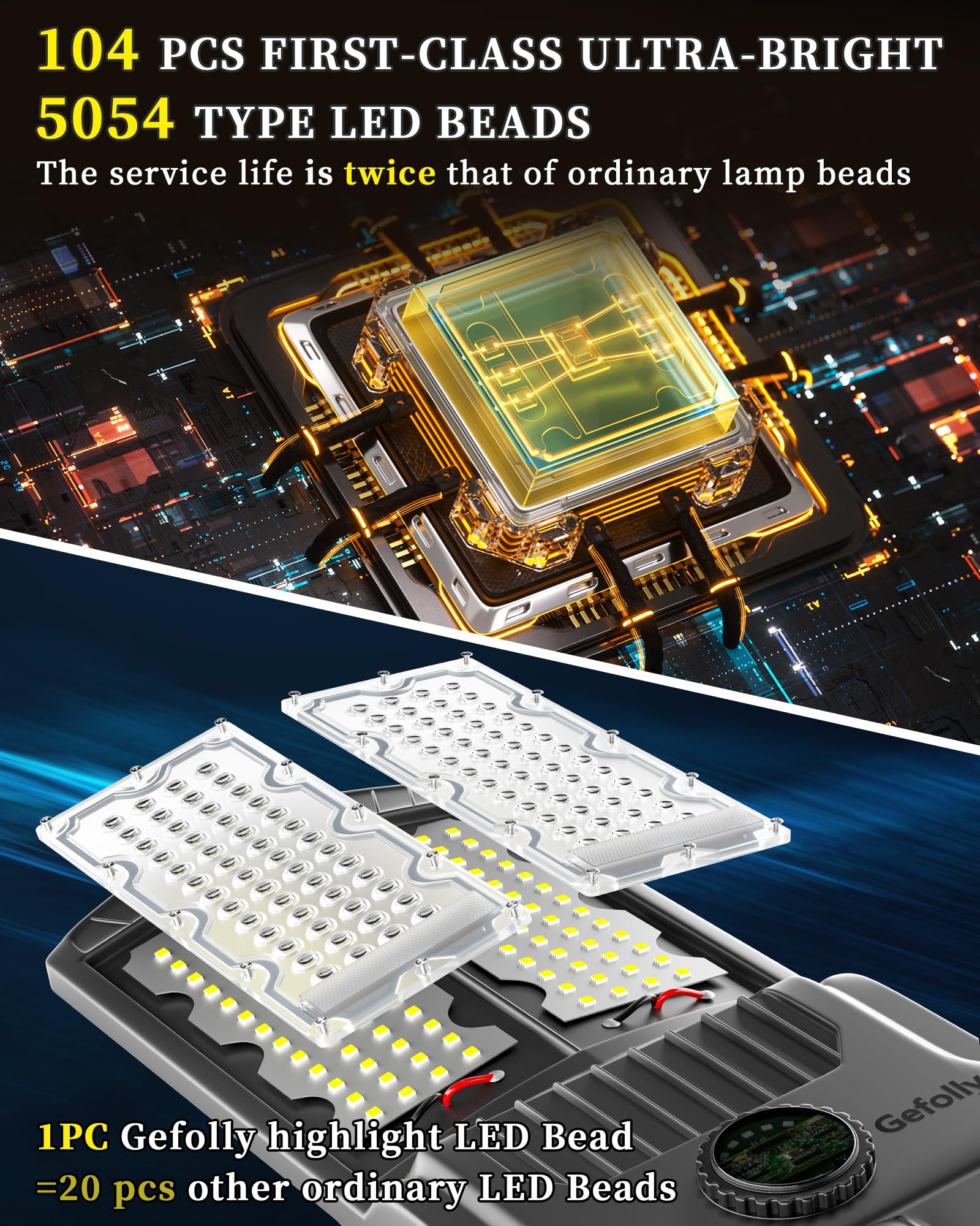 Gefolly Sl-10000W Solar Street Lights Outdoor, 600000Lm Commercial Parking Lot Light Dusk To Dawn Ip67 Waterproof 6500K Security