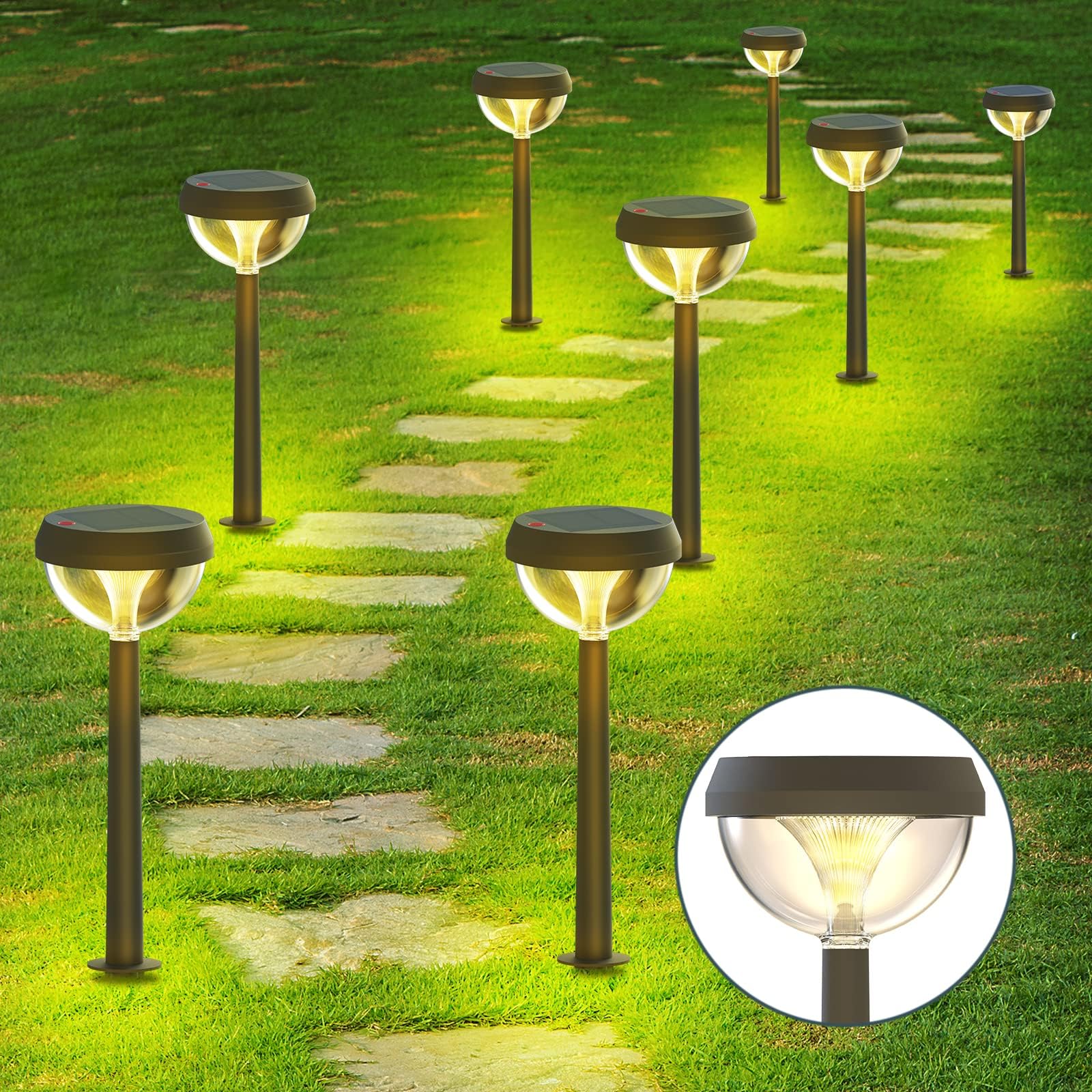 Linkind Solar Pathway Lights 8 Pack, Solar Lights Outdoor For Halloween Decorations, Warm White Solar Path Lights Waterproof, Ad