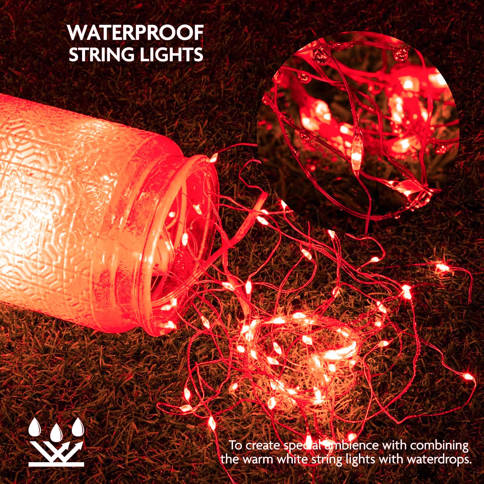SINAMER 12 Pack Red Battery Operated String Lights, 7ft 20 Led Waterproof Copper Wire Firefly Starry for DIY Wedding Party Bedro