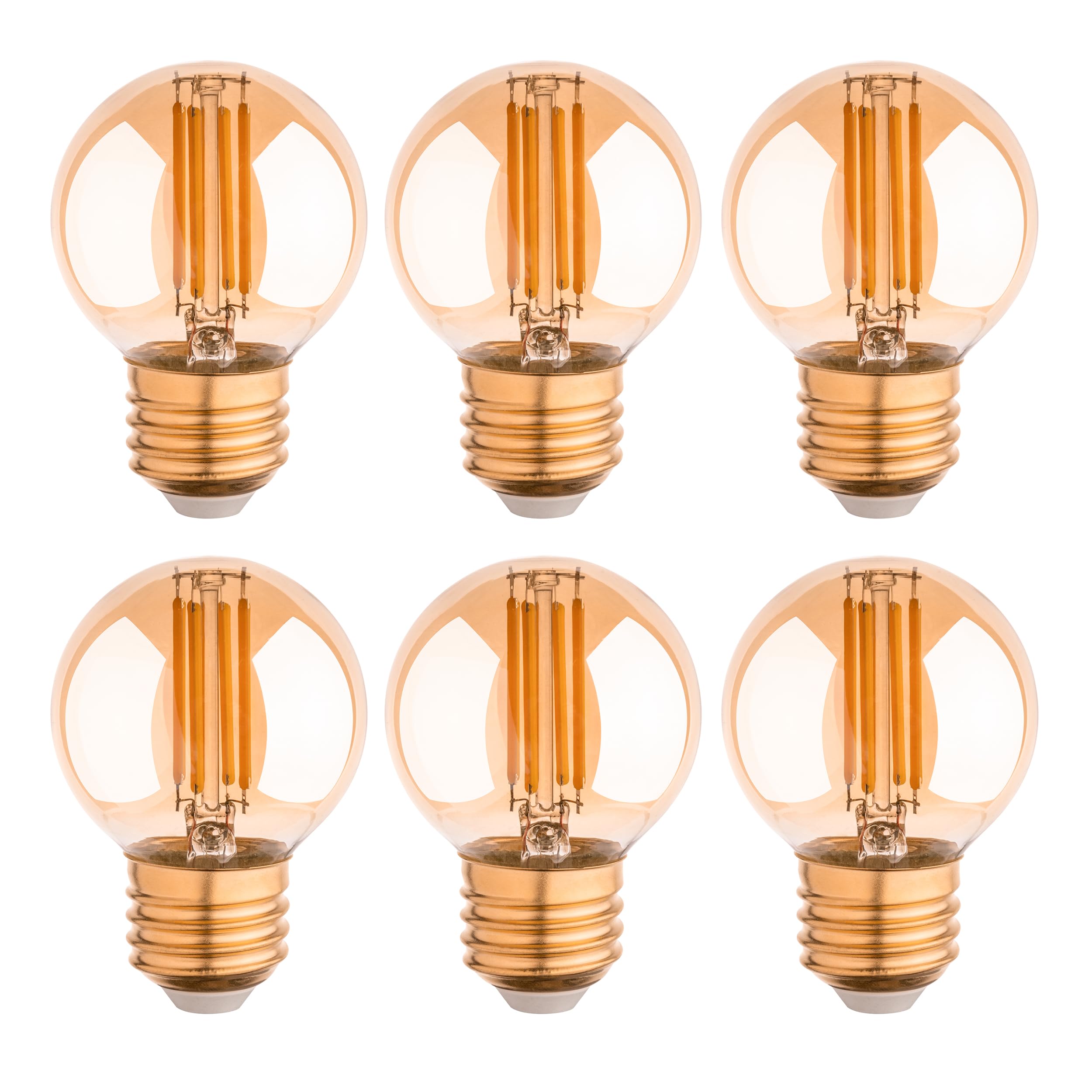 Runquiz G16.5 Led Bulb, Small Round Edison Light Bulbs, E26 Dimmable Globe Amber Vanity Light Bulbs, 6W 2700K Vintage Led Filame