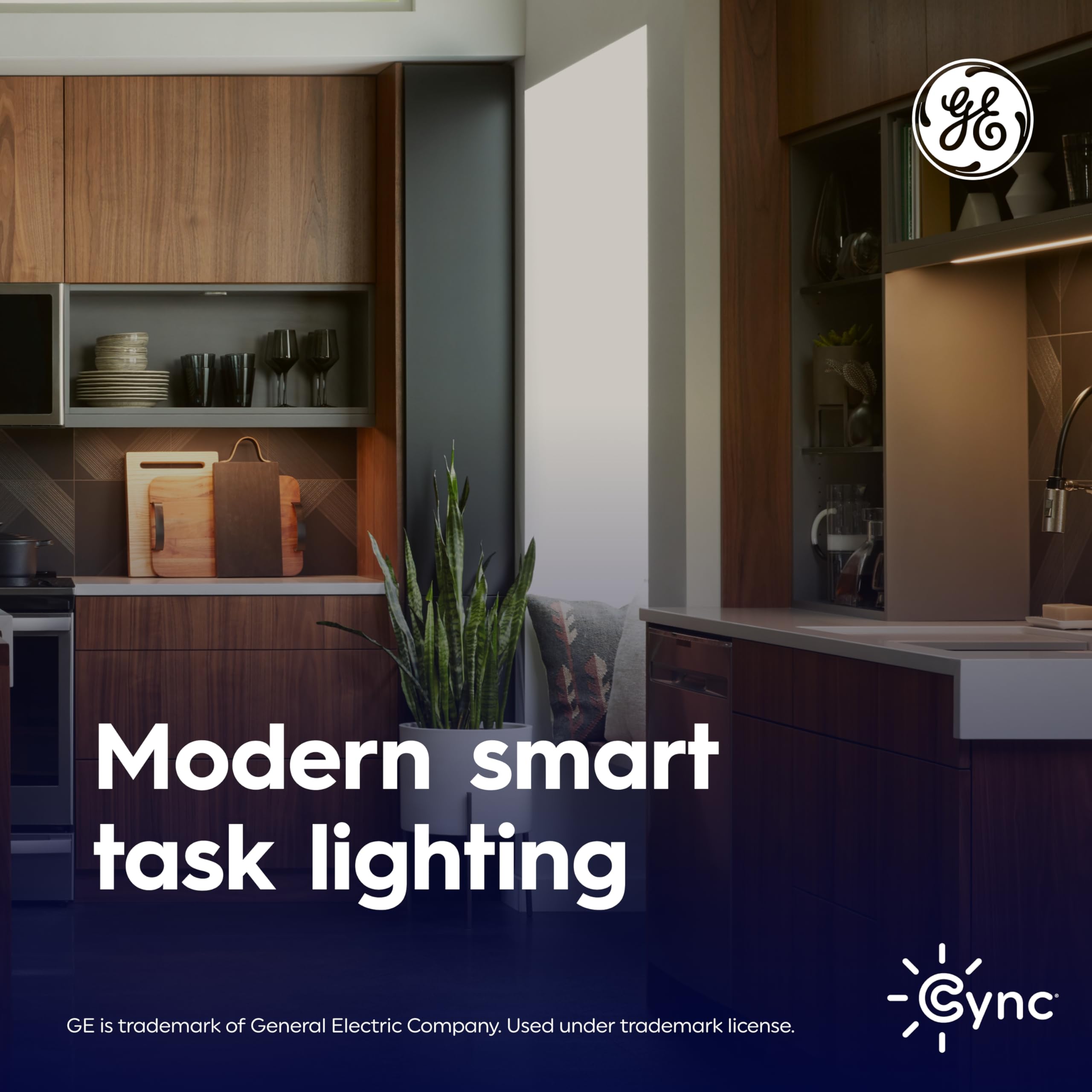GE Cync Reveal HD+ Smart Undercabinet Light Fixture, 18-Inch Color Changing Wi-Fi Kitchen Light, Works with Alexa & Google Home, White