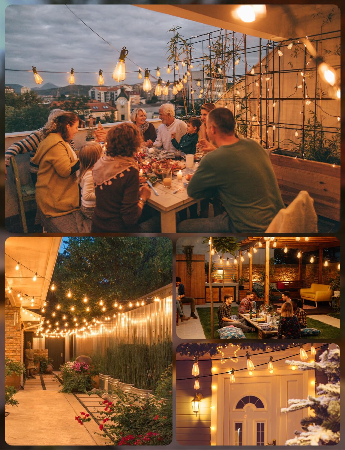 Minetom 10 Pack ST38 LED Light Bulbs, Shatterproof Vintage Edison, Warm White, Dimmable, E12/C7 Base, 7W Equivalent, Outdoor Use