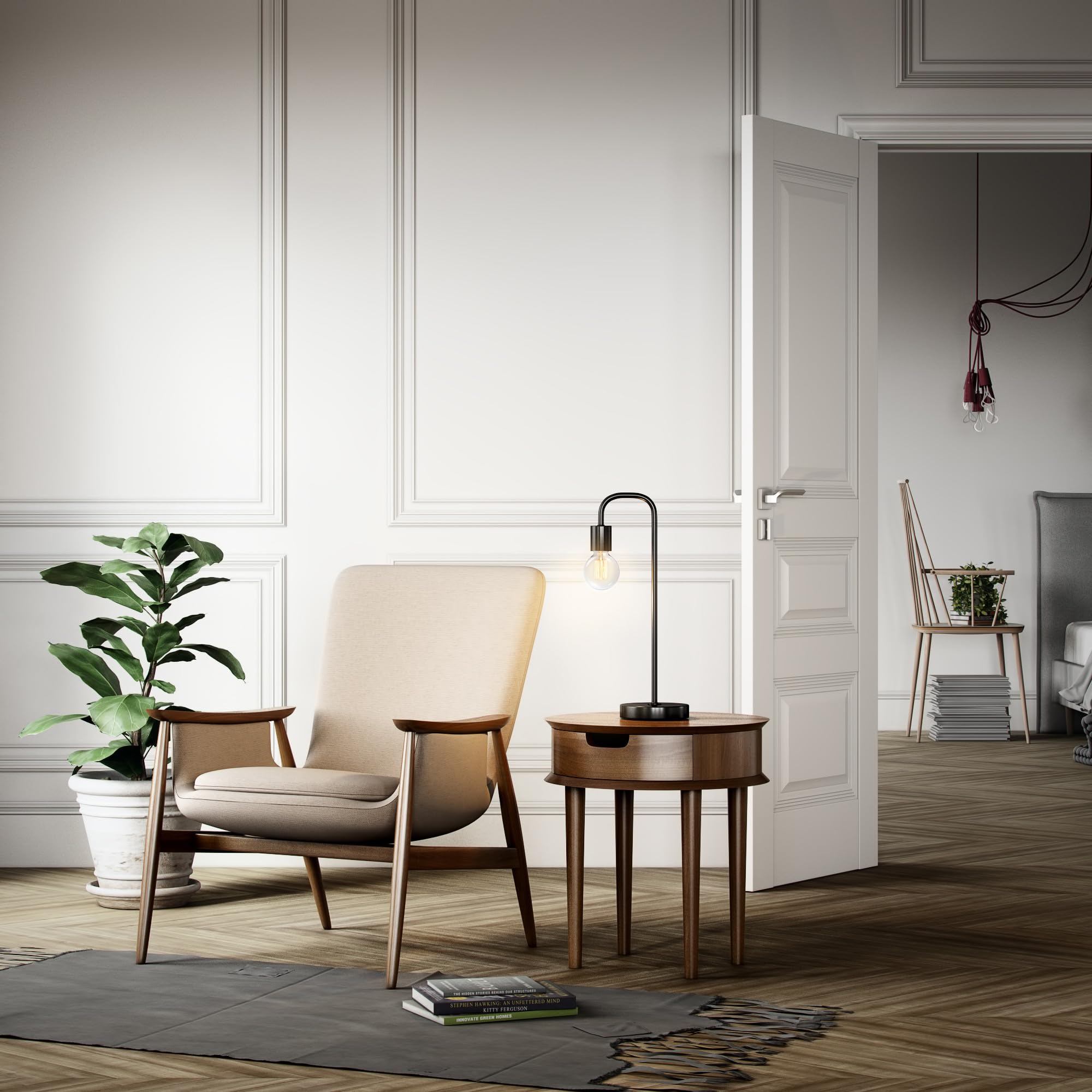 Globe Electric 12920 Holden Table Lamp, 18'', Black Satin