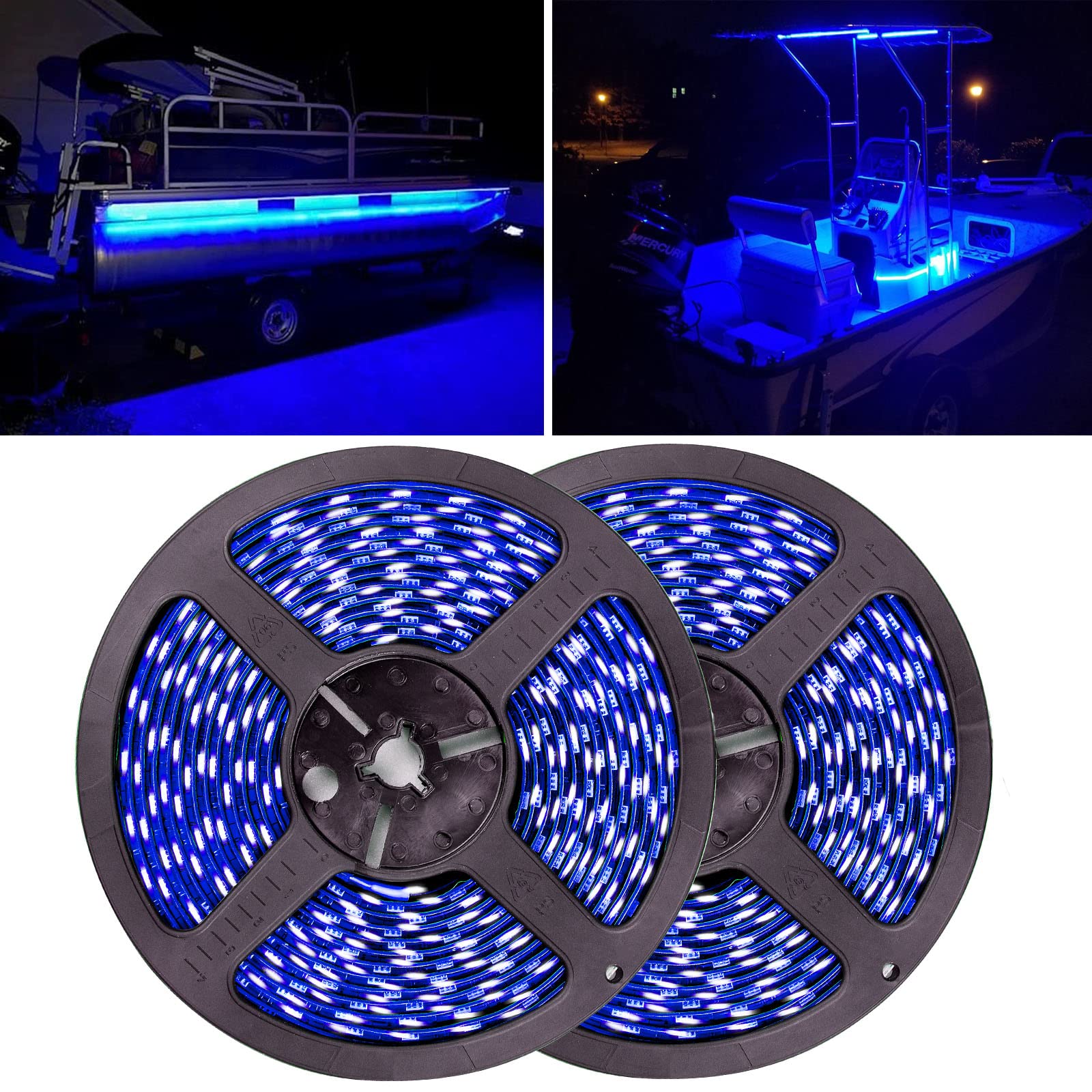 Seaponer Marine LED Strip Lights, 12V, 10m (32.8ft), Blue, Pontoon & Boat Deck Lighting, Interior & Courtesy Lights