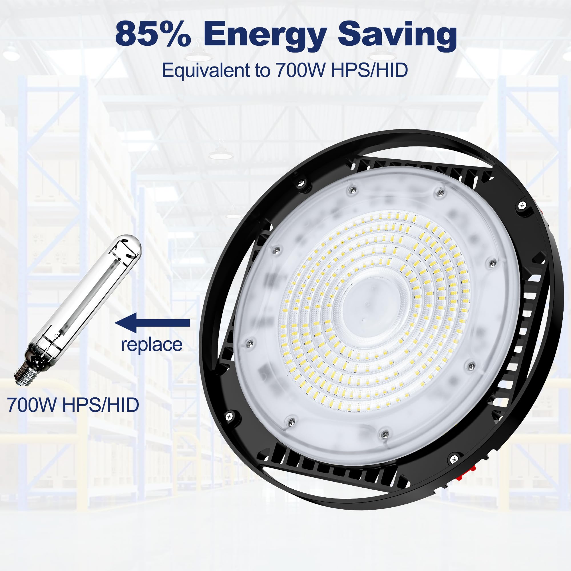 CINOTON 160W UFO LED High Bay Light, 24000LM, Aluminum, Daylight White 5000K, ETL Listed, Model HB025, 1 Pack