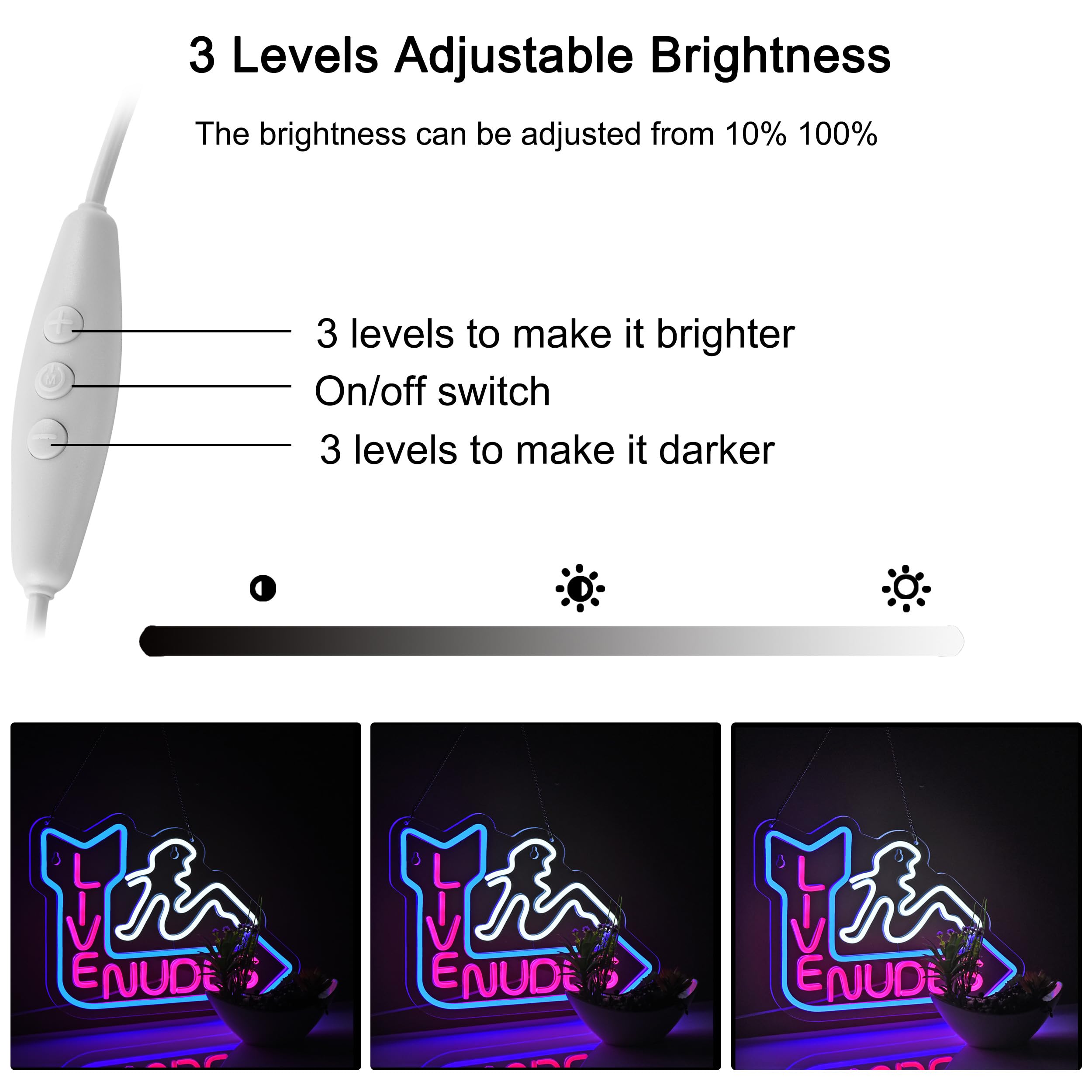 Roouneon Neon Sign For Wall Décor Led Live Batchroom Changing Room Restroom Neon Lights Girls Art Signs With Dimmer For Man Cave Beer Bar Home Bedroom Hotel Pub Room Decor