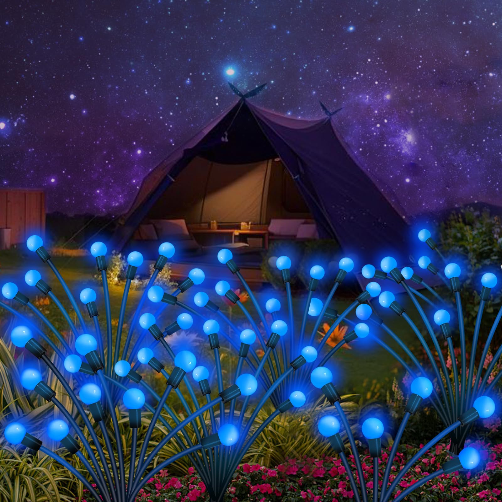 Kohlrabi Solar Garden Lights Outdoor  2 Pack 20 Led Solar Blue Firefly Lights Waterproof  Sway By Wind  Swaying Light For Yard Patio Backyard Garden Planter Flower Bed Pathway Outdoor Decoration