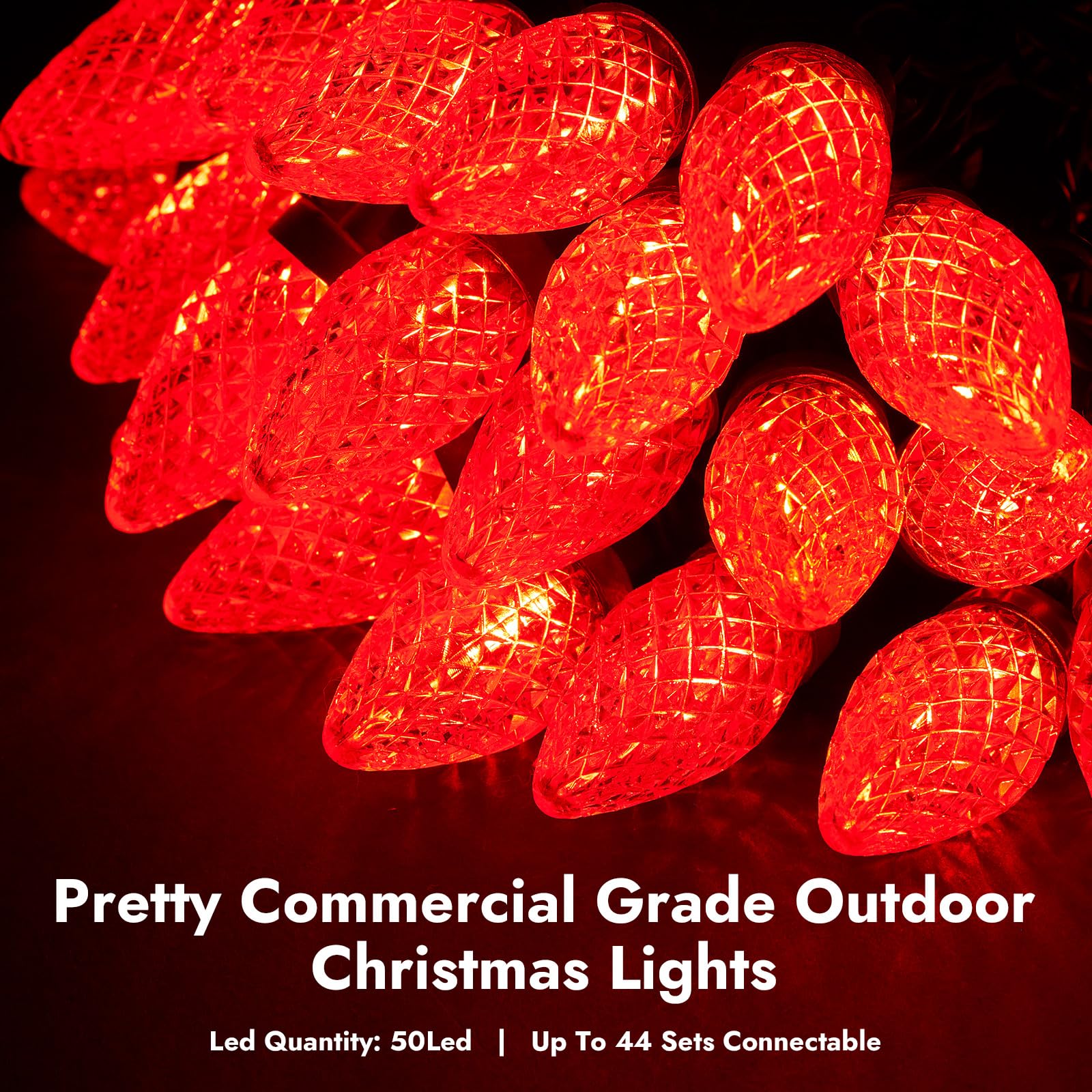 Dirnun C9 Led Christmas Lights Outdoor Christmas Decorations Commerical Grade 50Led 33Ft Christmas Tree Lights Set For Indoor Ou