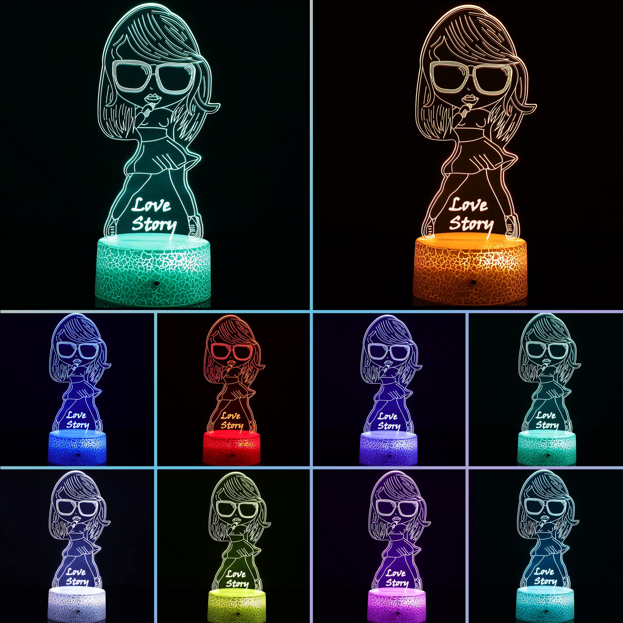 Qhy Birthday Gifts For Girls, Cute Girl Night Light, Decoration For Room. Table Lamp For Music Party Supplies.Night Light With 16 Colors Change And Timing