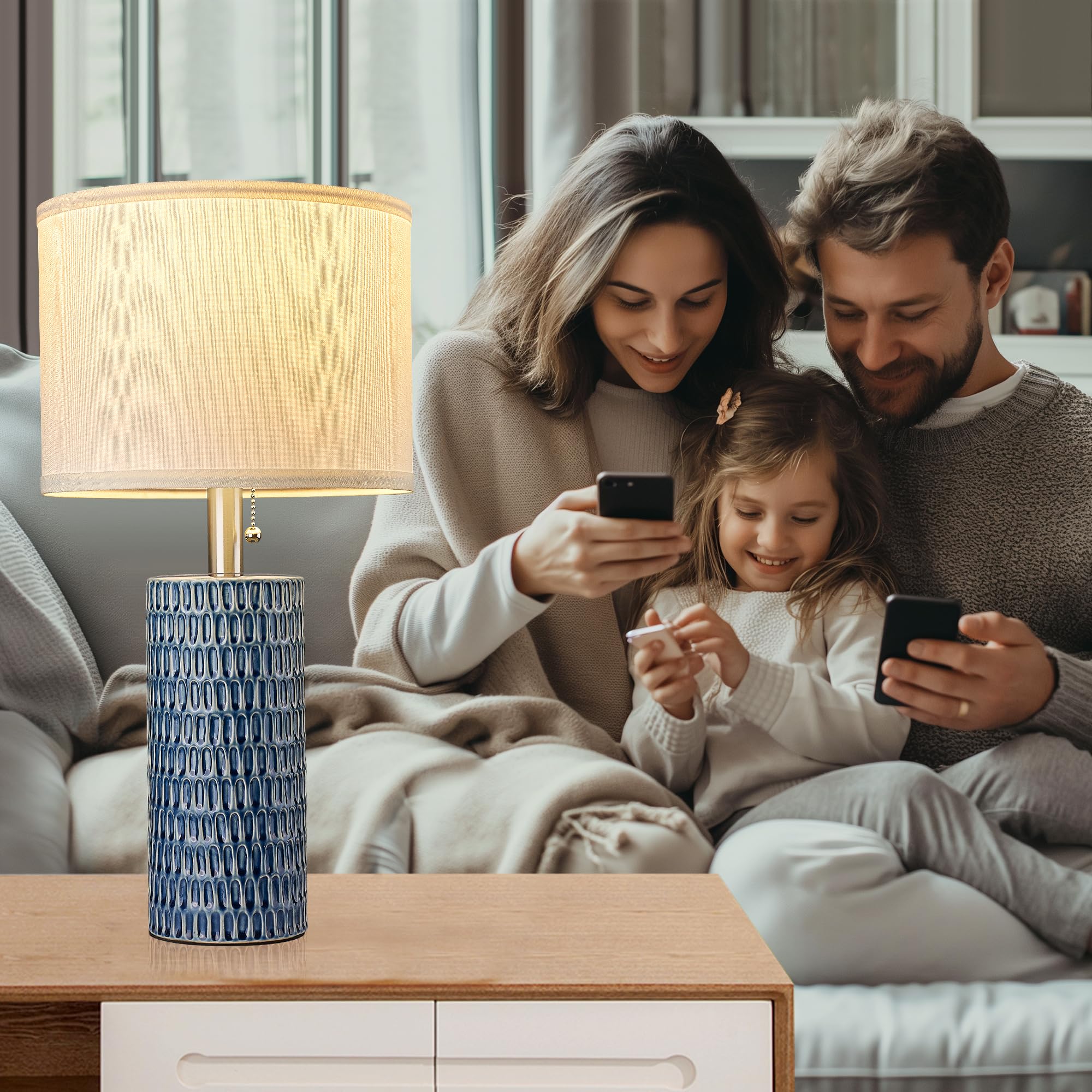 Reaketon Table Lamp Set Of 2,20'' Ceramic Table Lamp Bedside Lamps Nightstand Lamp Modern Table Lamp For Living Room,Bedroom & H