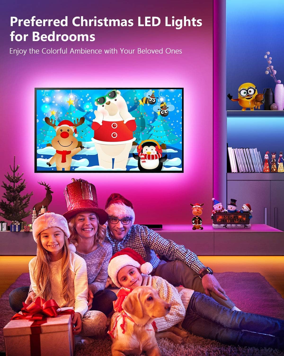Nexillumi LED Strip Lights 131ft Music Sync RGB Color Changing with APP & Remote Control - White - Model AML005_IR40M