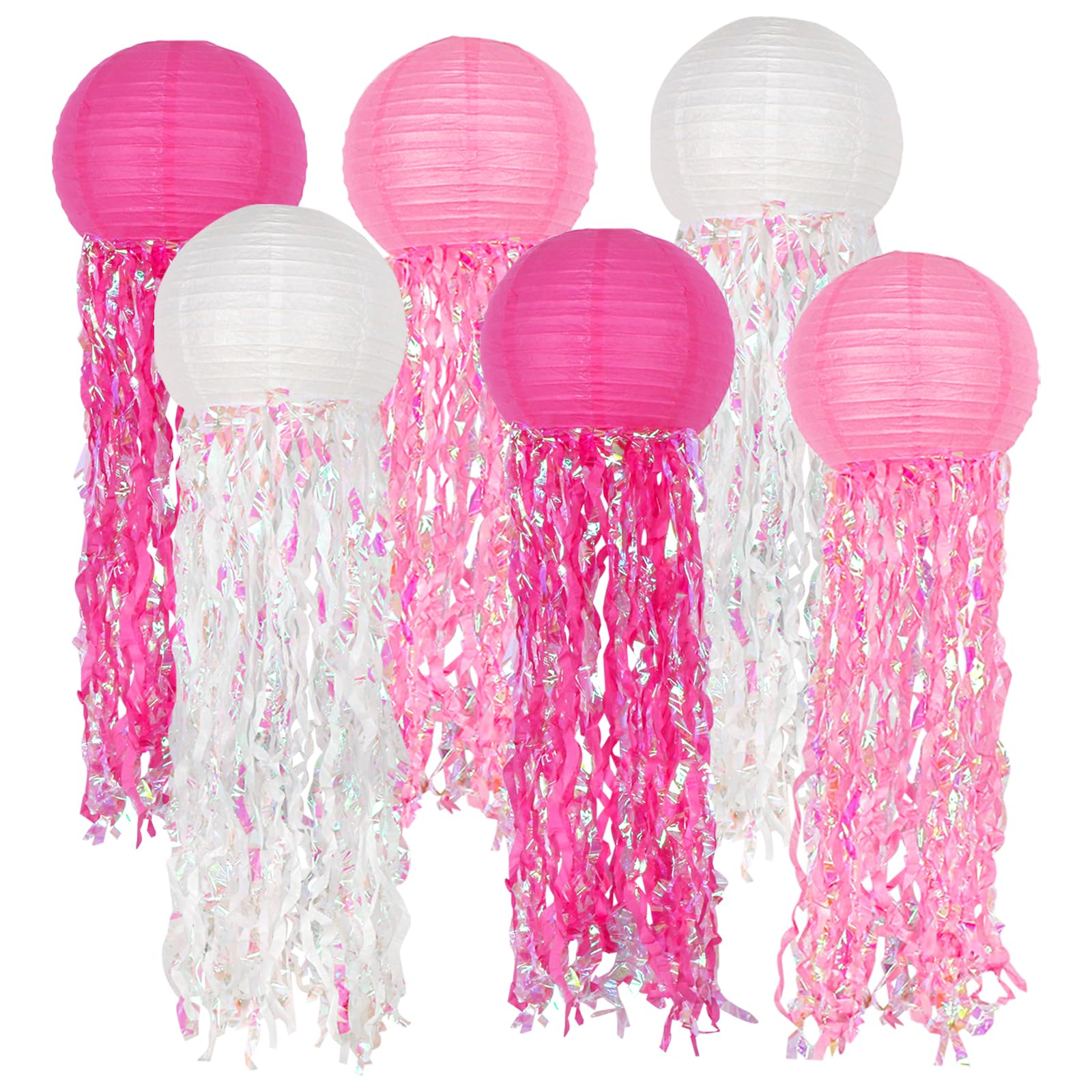 Hanging Jelly Fish Decoration, Pink Jellyfish Paper Lanterns - Jellyfish Decor for Mermaid Theme Party & Under The Sea Ocean Bir