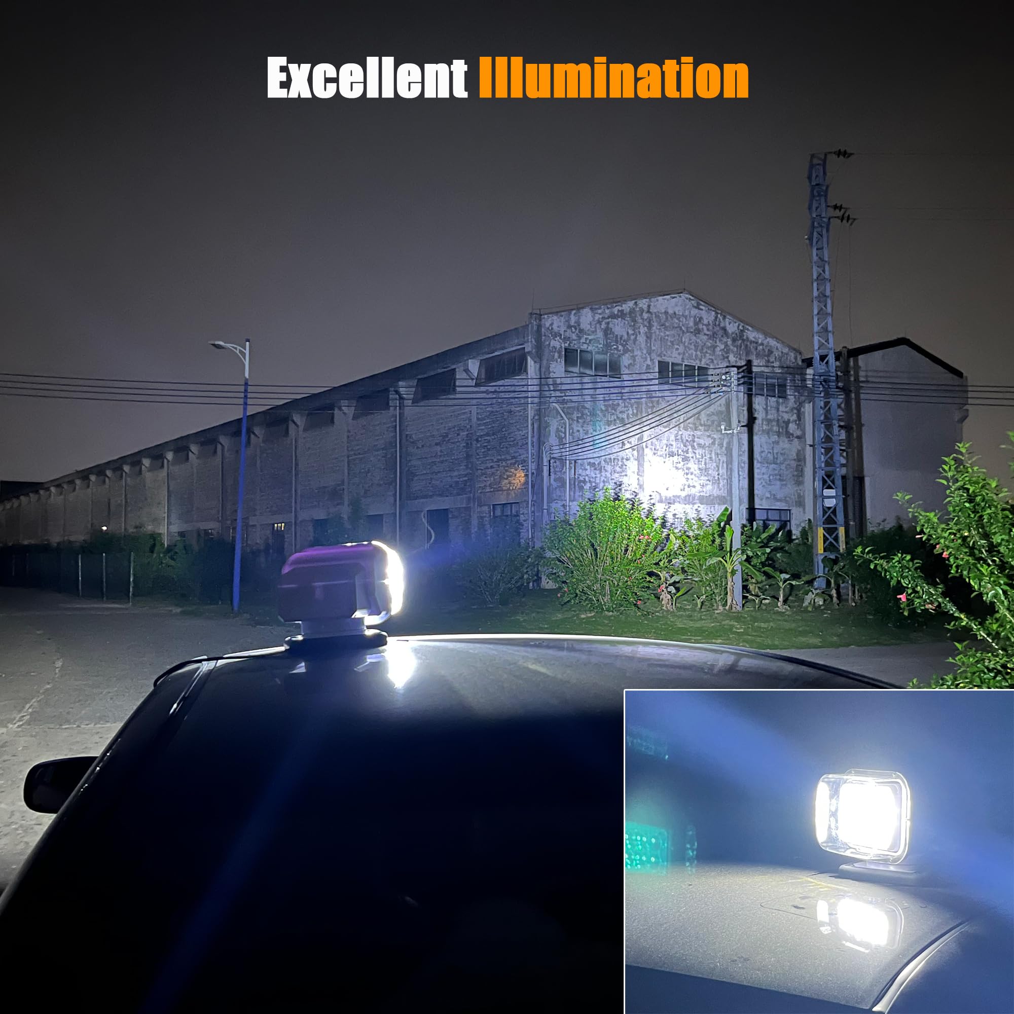 KEENWITS Remote LED Spotlight for Trucks & Boats, 360° Rotating, 6 Powerful Magnets, White, Aluminum, Model: keenwits spotlight