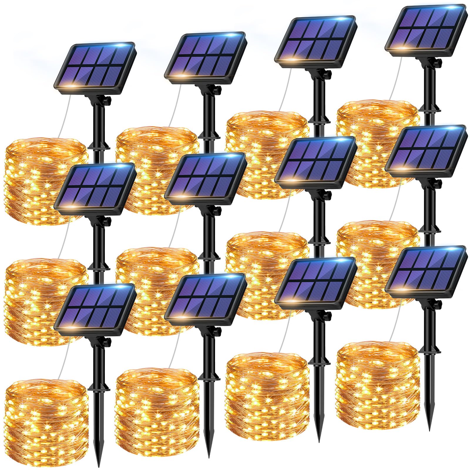 12 Pack Solar String Lights Outdoor, Total 960LED 396FT Solar Fairy Twinkle Lights Outdoor Waterproof 8 Modes Copper Wire Solar 