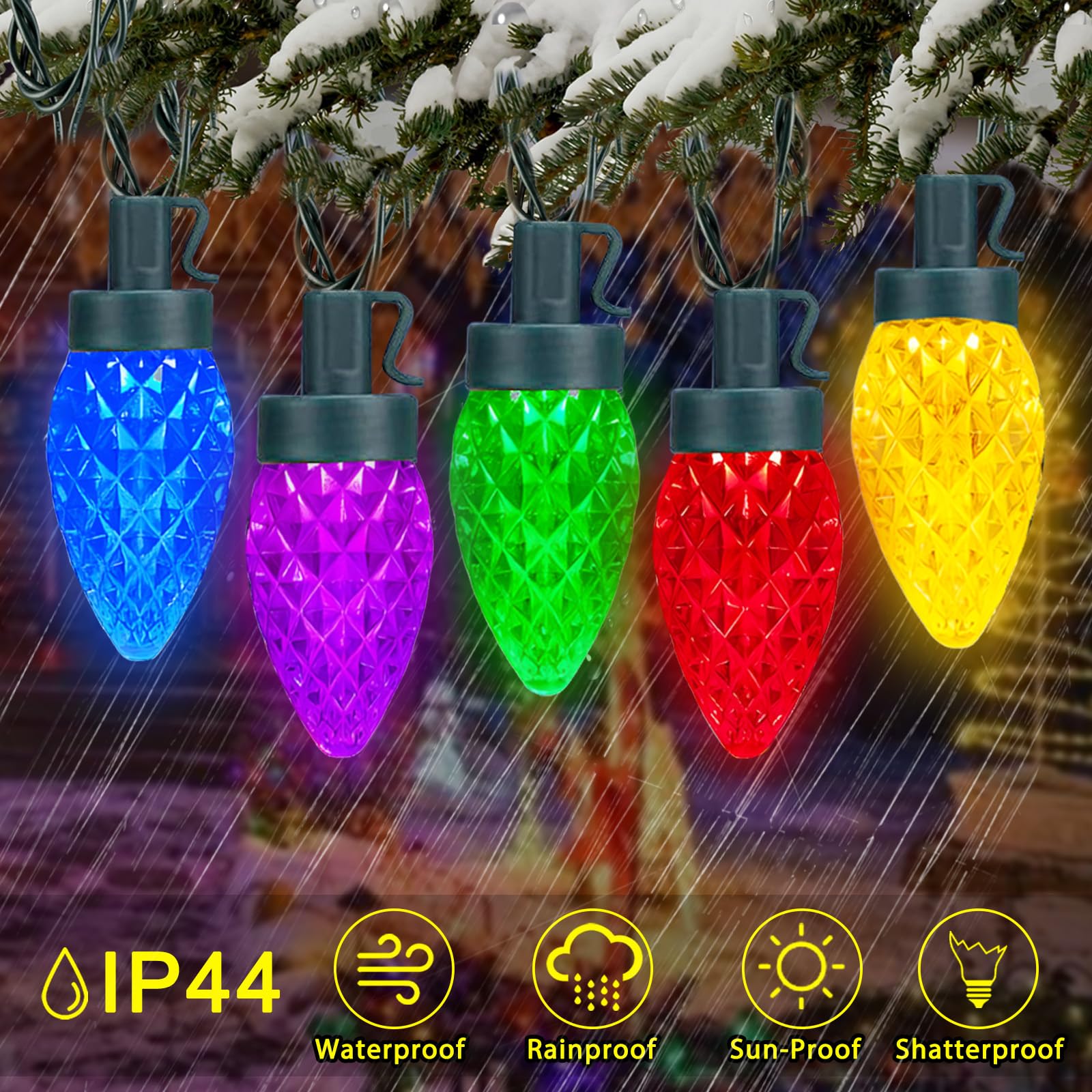 50 LED C7 Christmas Lights, 31.8FT C7 Christmas Strawberry String Lights Vintage Christmas LED String Lights Plug in Waterproof