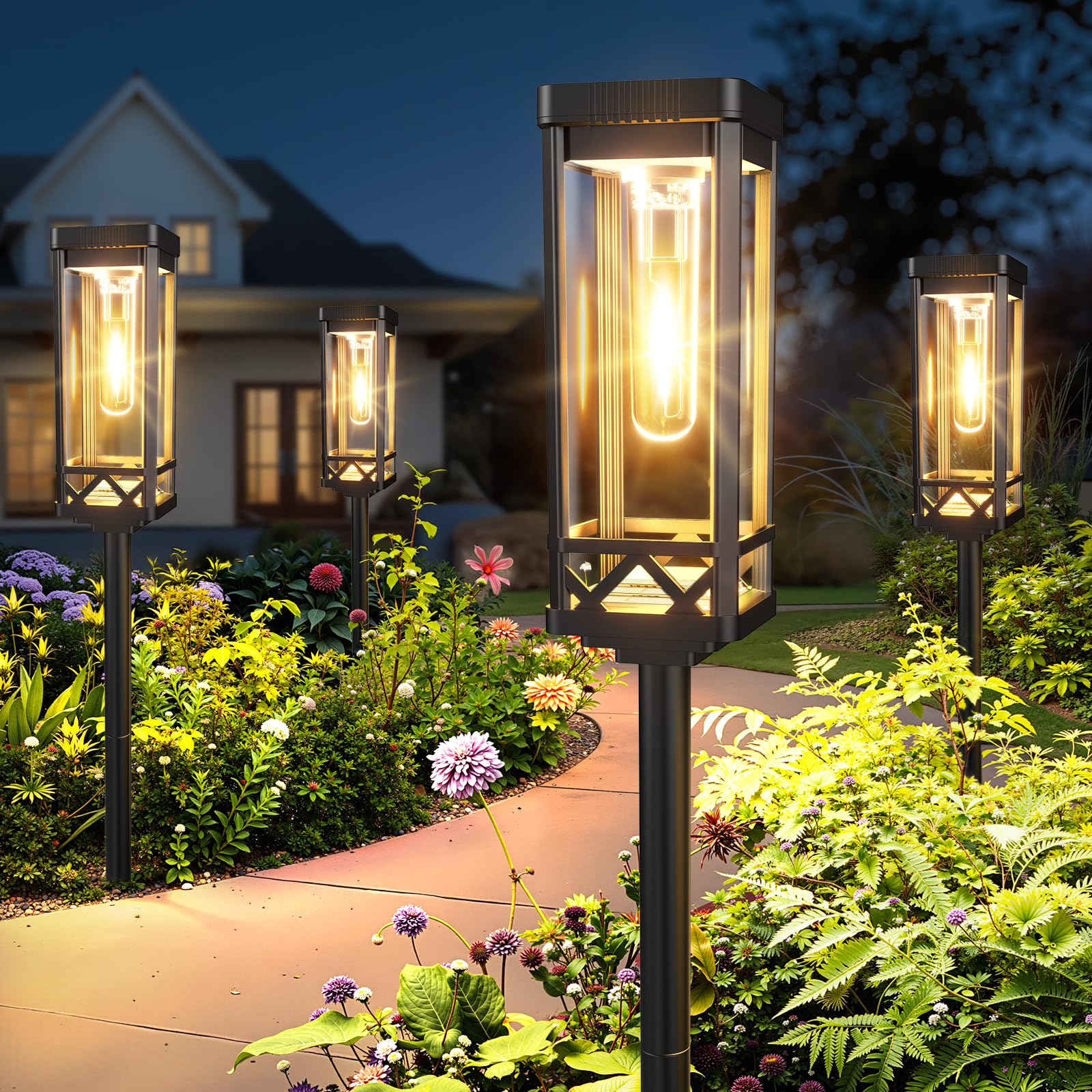 KOOPER Taller Solar Pathway Lights Outdoor, 8 Pack Upgraded Brighter Solar Garden Lights Solar Powered, Up To 15 Hours Outdoor S