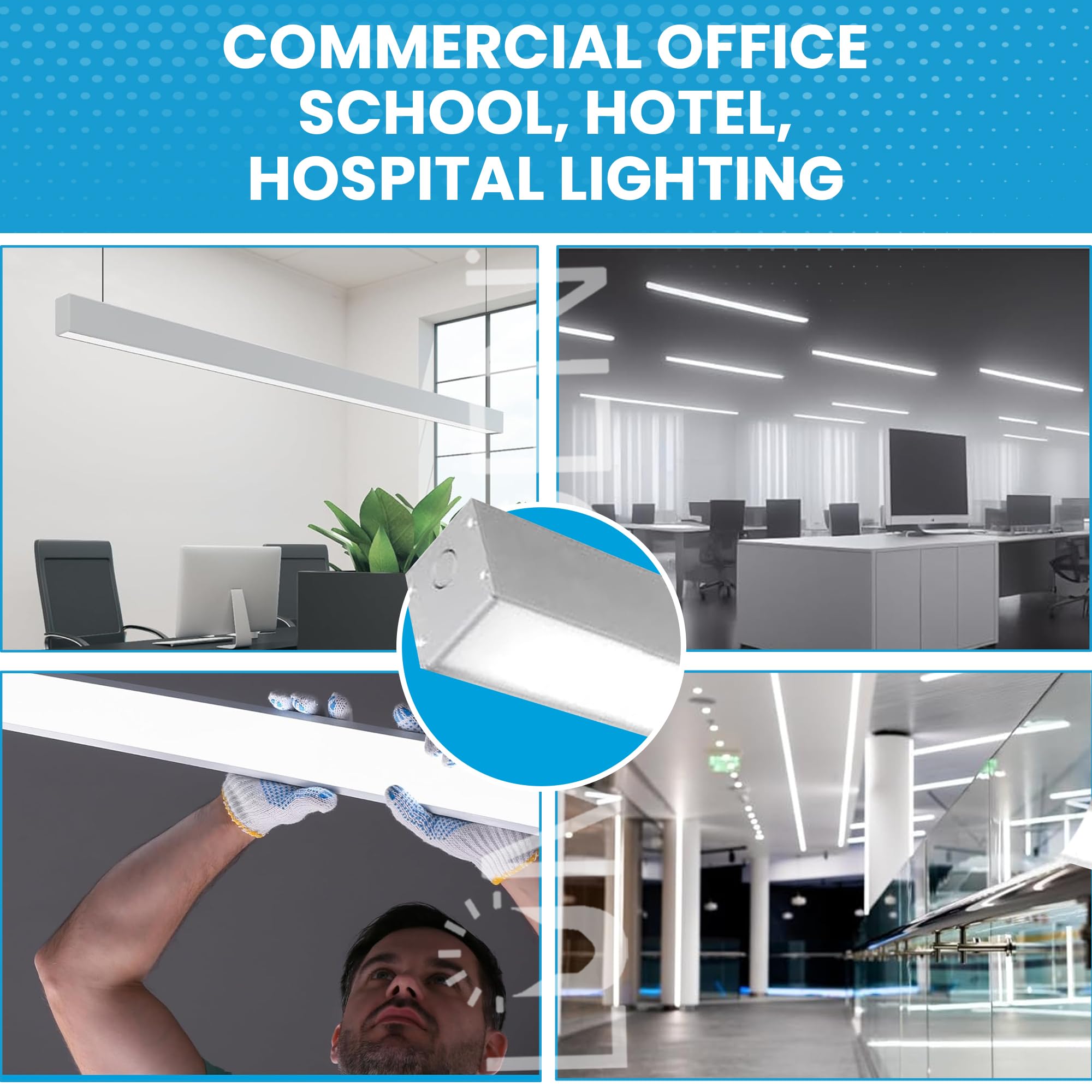 LumeGen 4ft LED Linear Light, Color Tunable 3000K/4000K/5000K, 40W, 5000 Lumens, Silver Aluminum, Model