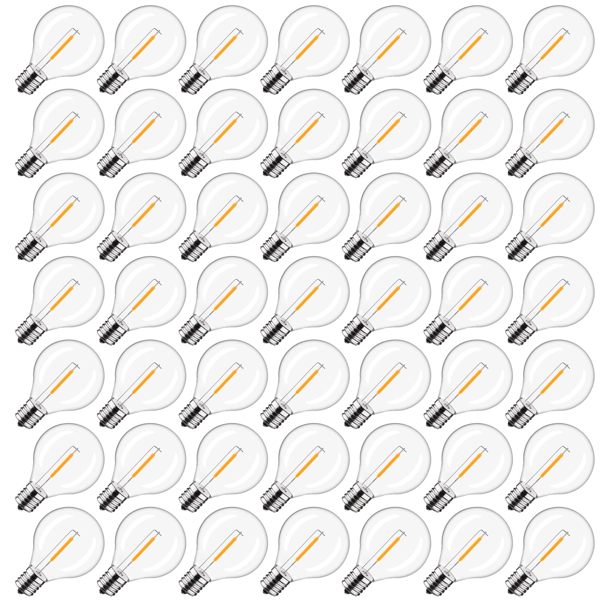 Futime 50Pack Plastic C7/G40 Replacement Led Light Bulbs - 0.6W Equivalent To 7W Incandescent Bulbs 2700K, E12 Screw Base Shatte
