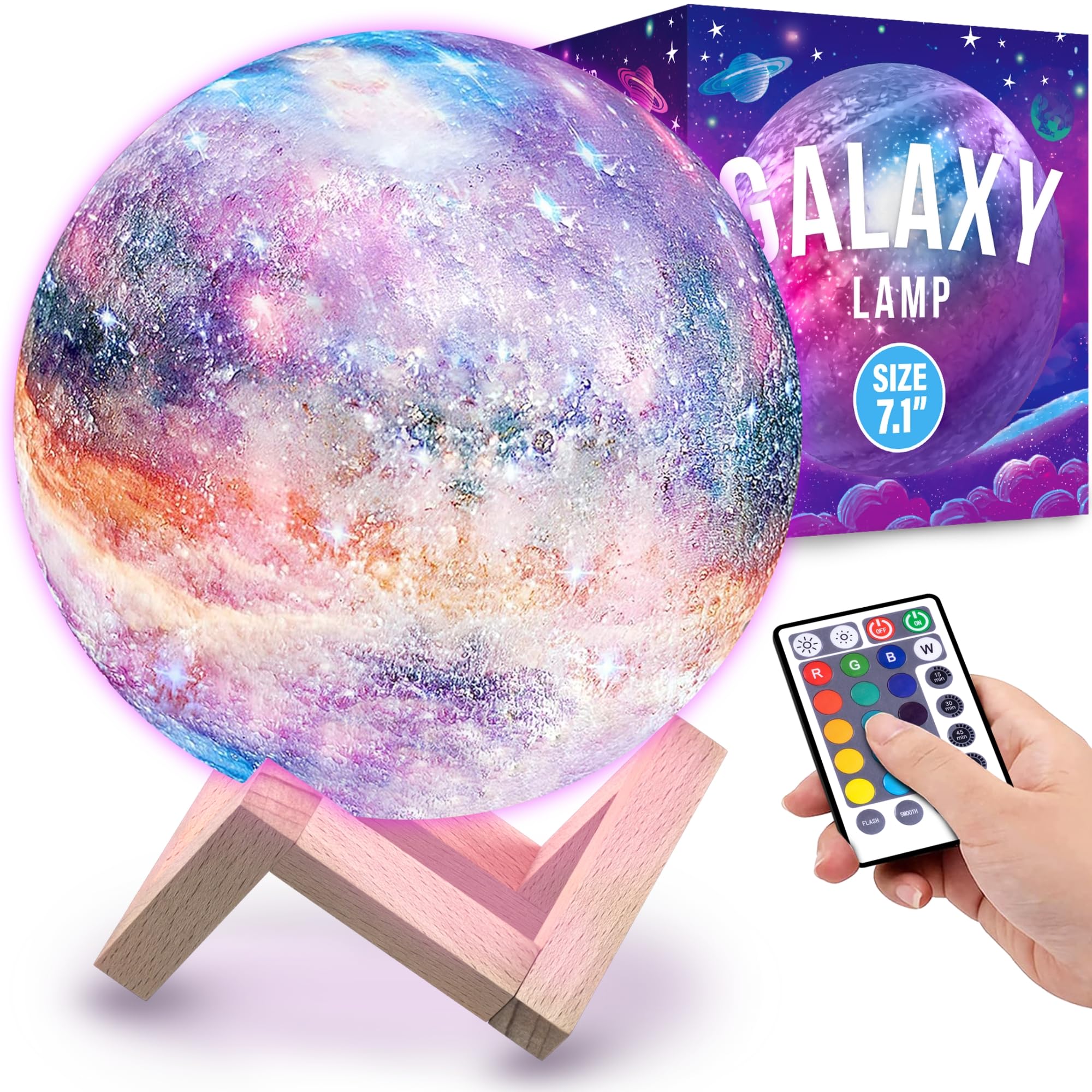 Mind-glowing 3D Galaxy Moon Lamp - 16 Colors, Touch/Remote Control, 7.1 inch, Plastic, Model GL - 003, Night Light for Kids Bedrooms