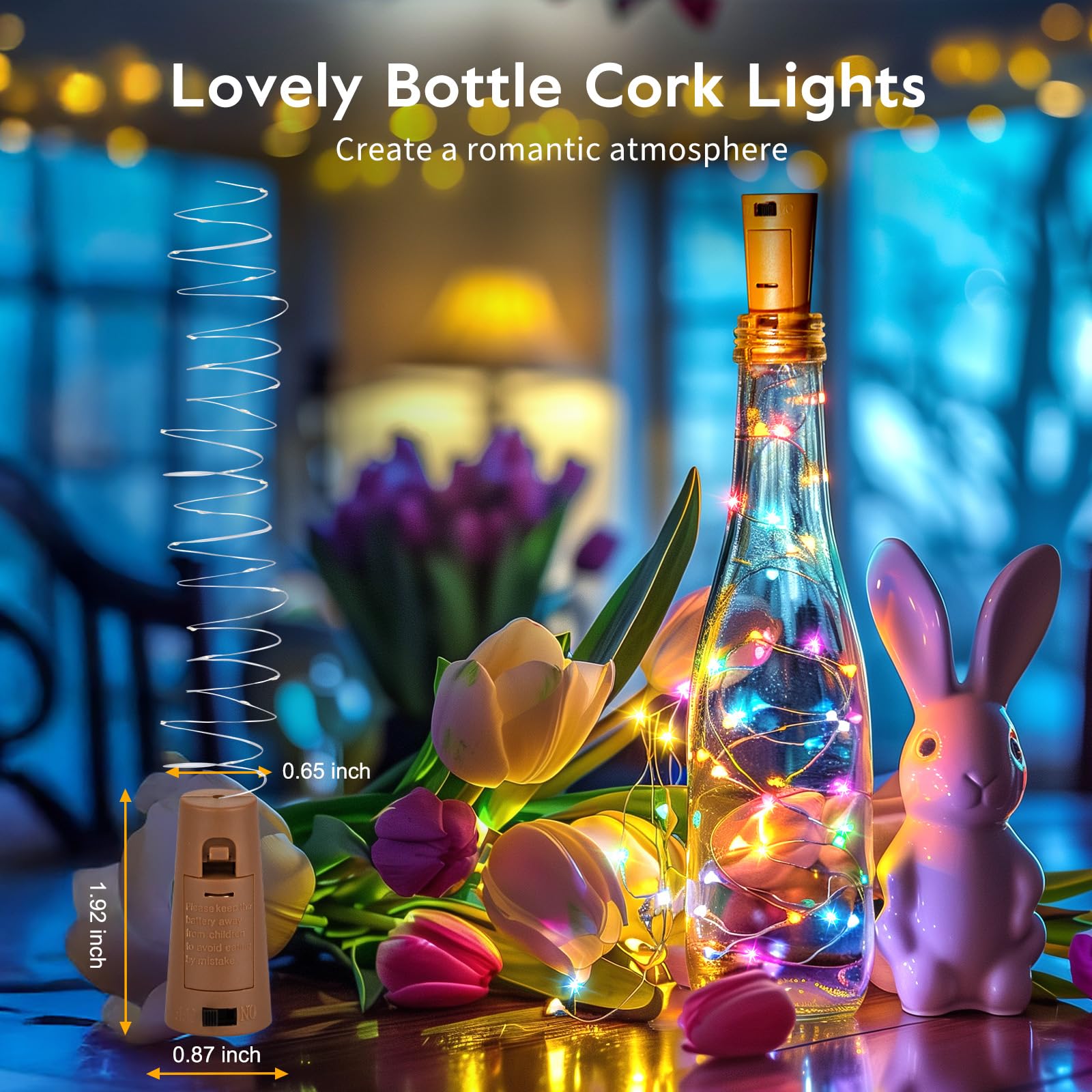 Brightown Pastel Wine Bottle Lights - 10 Pack, 7ft, 20 LED, Battery Operated, Ideal for DIY Crafts and Party Decor