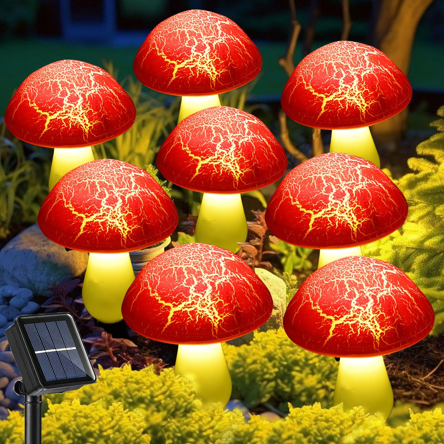 Solar Mushroom Lights Garden Decor 8 Red Split Mushrooms Outdoor Decor Stake Lights  Waterproof Solar Pathway Light Gardening Gifts for Landscape Easter Gnomes Yard Halloween Christmas Decorations