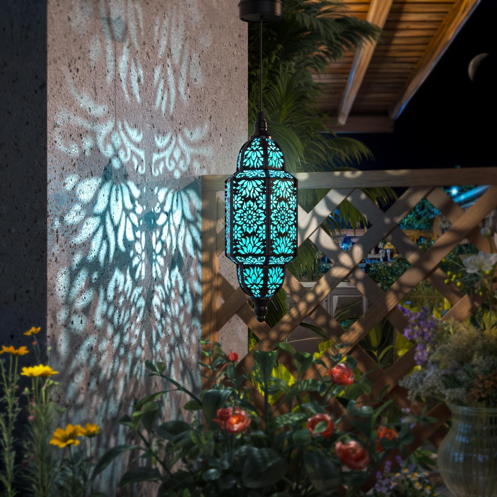 Twinkya Solar Lanterns - Waterproof Metal Hanging Lights For Outdoor Garden, Black, 1 Pack