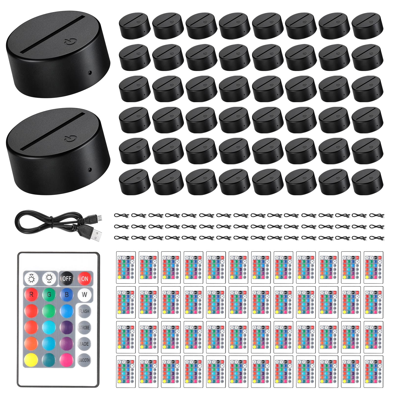 Tuanse 3D Night LED Light Lamp Base, 16 Colors with Remote, Black