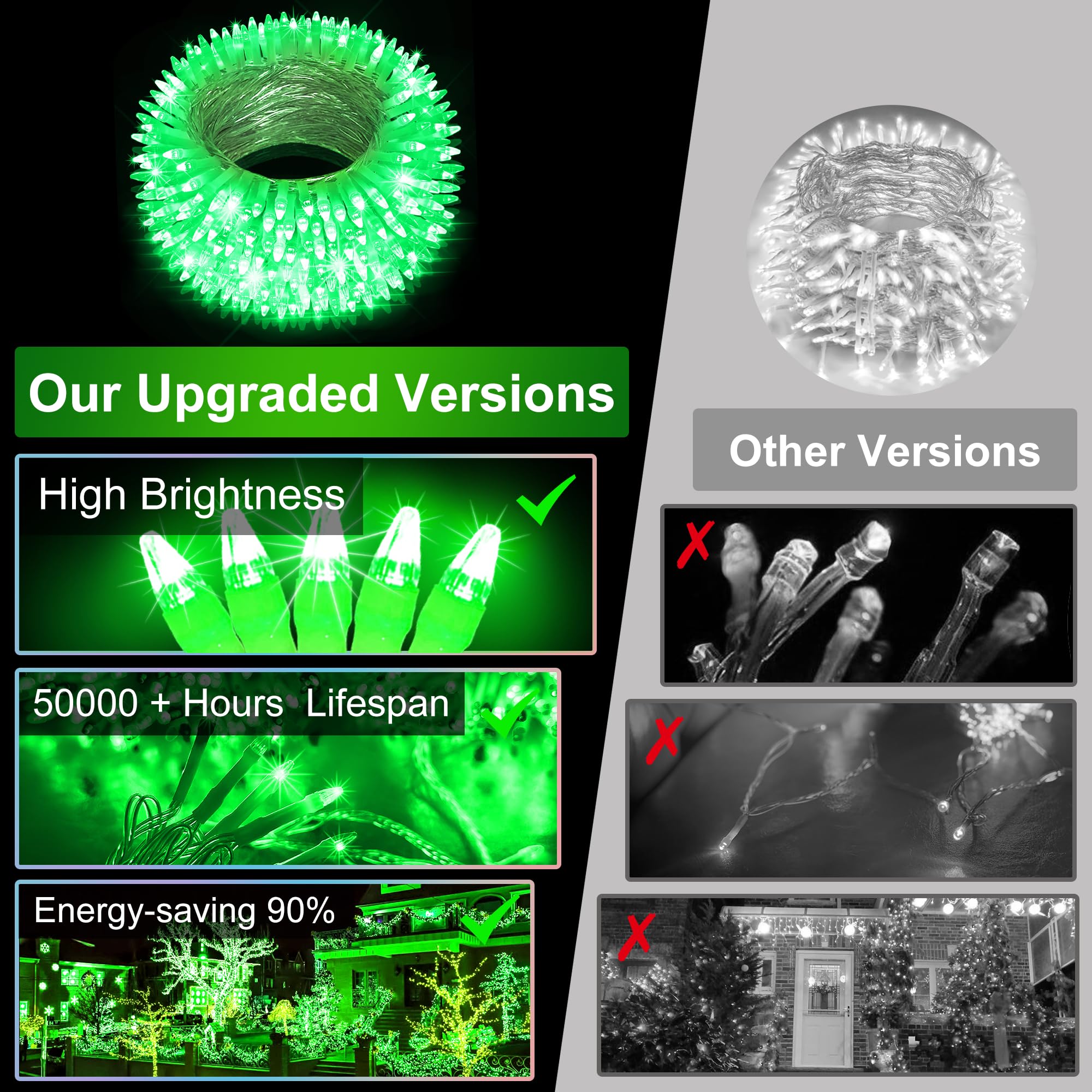 350Led Christmas Lights Indoor Outdoor  90Ft 12 Modes Green Led String Lights With Timer Dimmable  Waterproof Christmas Tree Lights For Xmas Patio Yard Fence Balcony Garden Party Decor Green