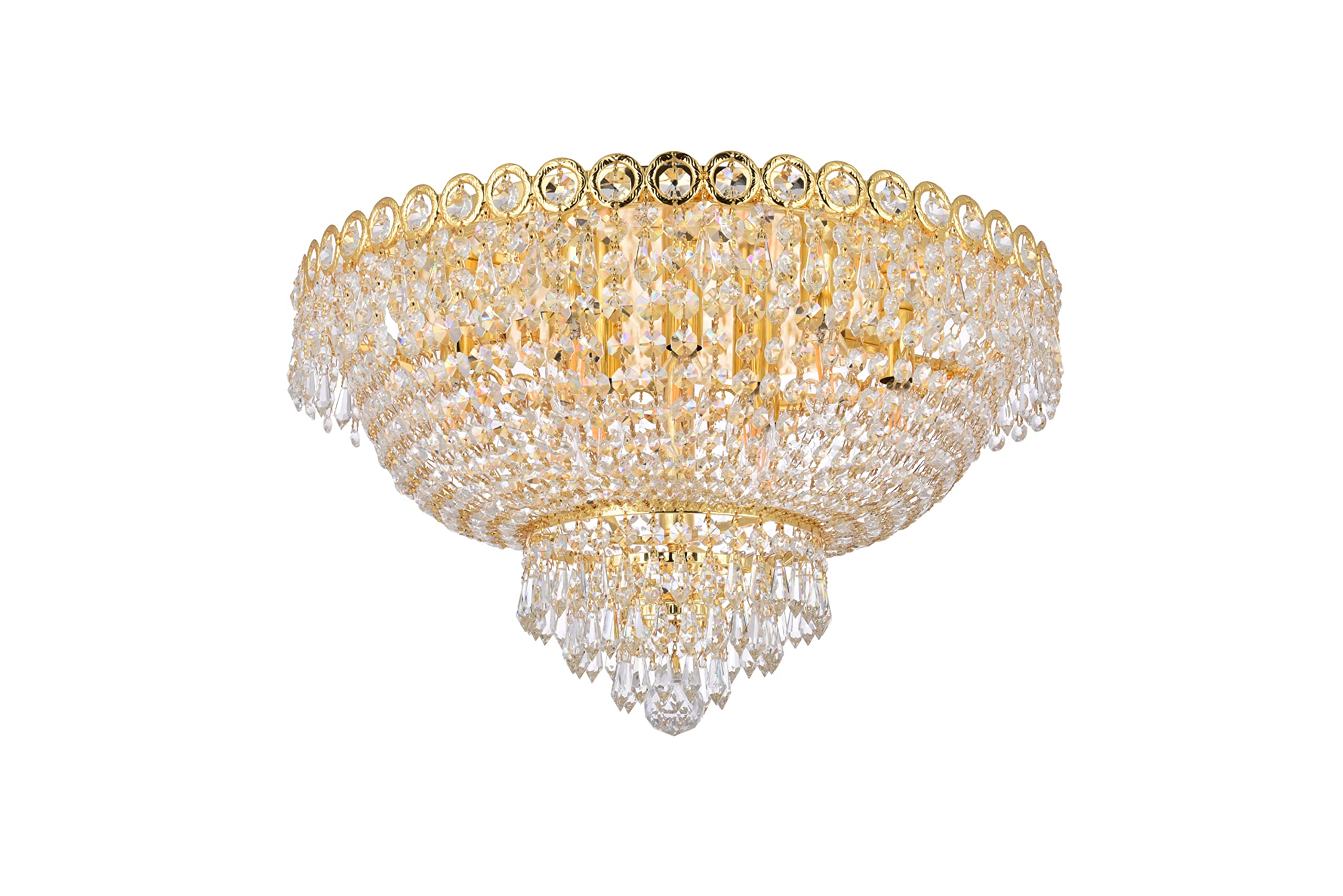 Elegant Lighting Nine Light Flush Mount - Chrome Finish, Royal Cut Crystal, Silver