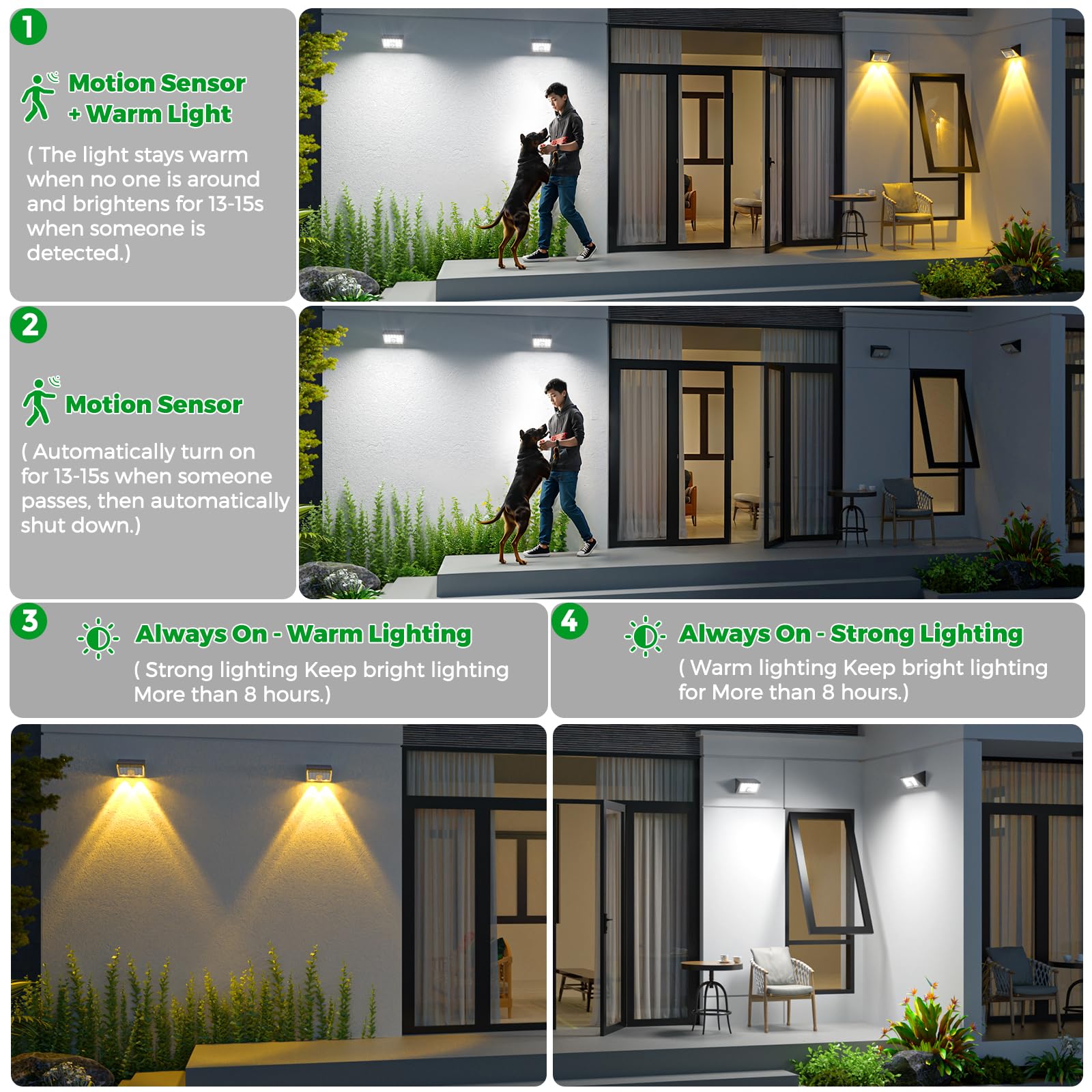 Jsot Solar Fence Lights Outdoor  4 Modes Solar Lights Outdoor Waterproof Ip65  6Pack Motion Sensor Bright Wall Security Lighting For Outside Yard Front Door Fence - Cool White