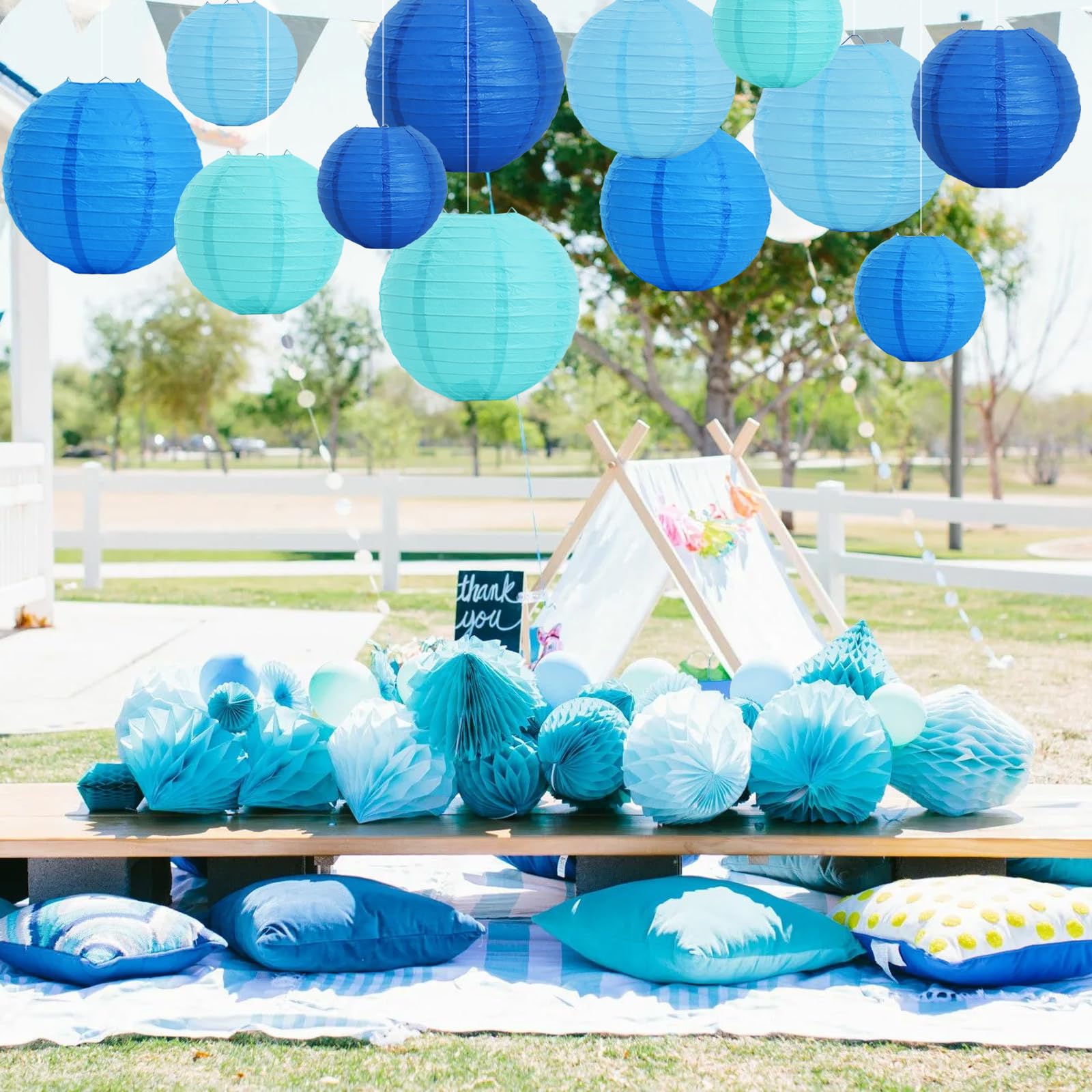Beishida 16 Pcs Sea Mix Paper Lanterns,Hanging Decorative Chinese Japanese Round Paper Lantern Lamp For Birthday Wedding Baby Br