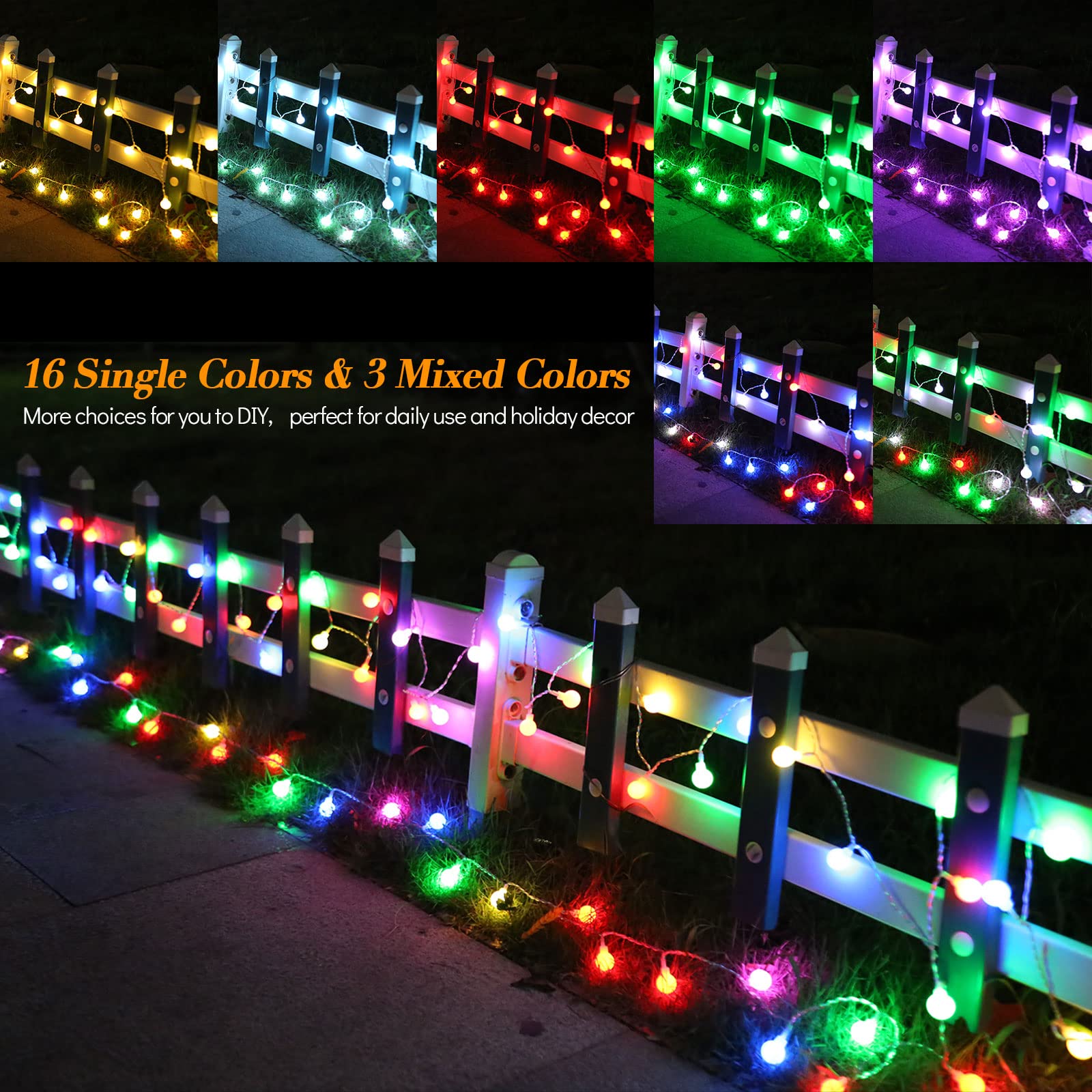 ALOVECO Outdoor String Lights, 16ft, 50 LED, Battery Operated, Color Changing, Waterproof, RGB, Model GP-SW290DC0209-IP44(US) A