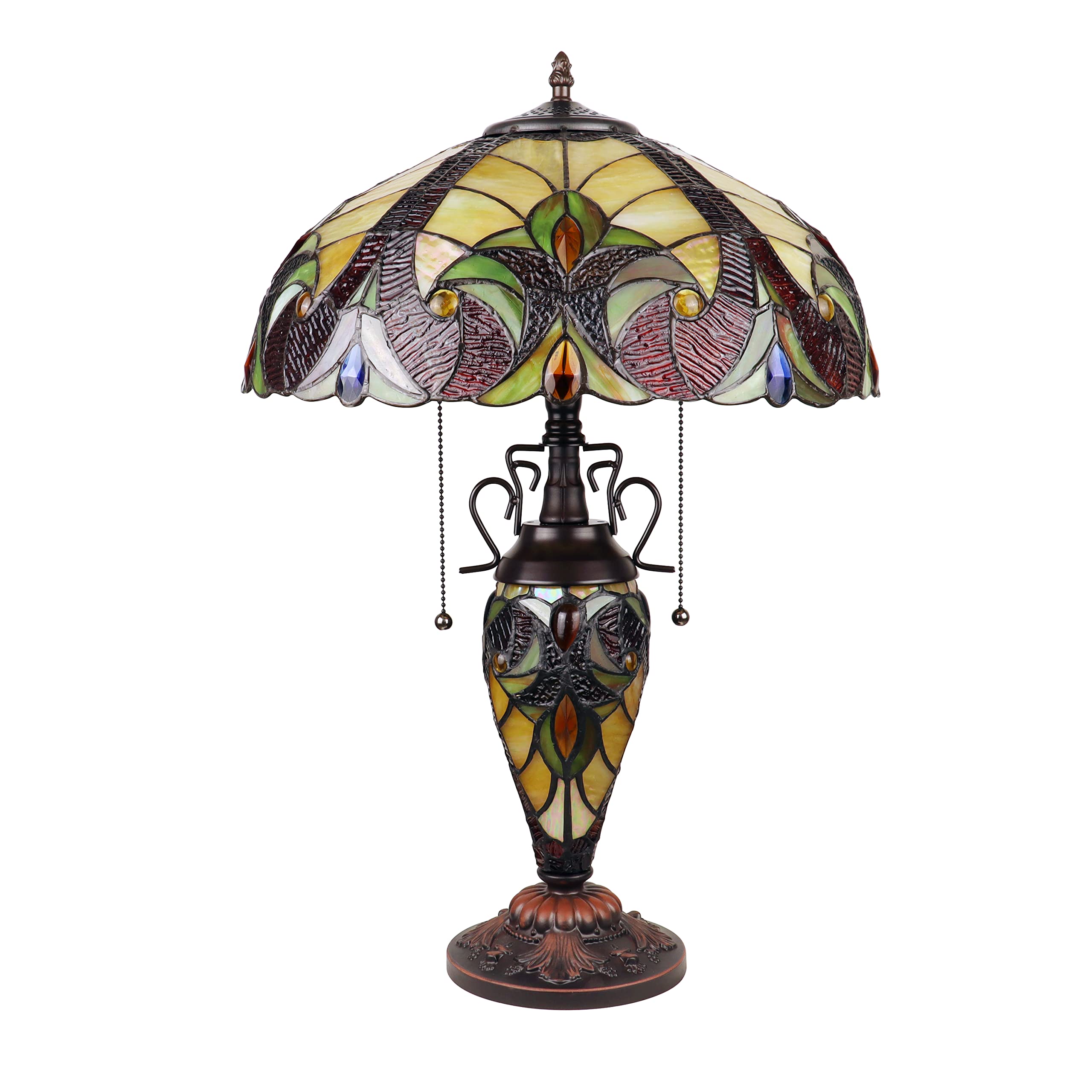 Chloe Lighting Adia Victorian Table Lamp 3 Light 16in Wide Dark Bronze Multicolor Glass CH38632AV16-DT3