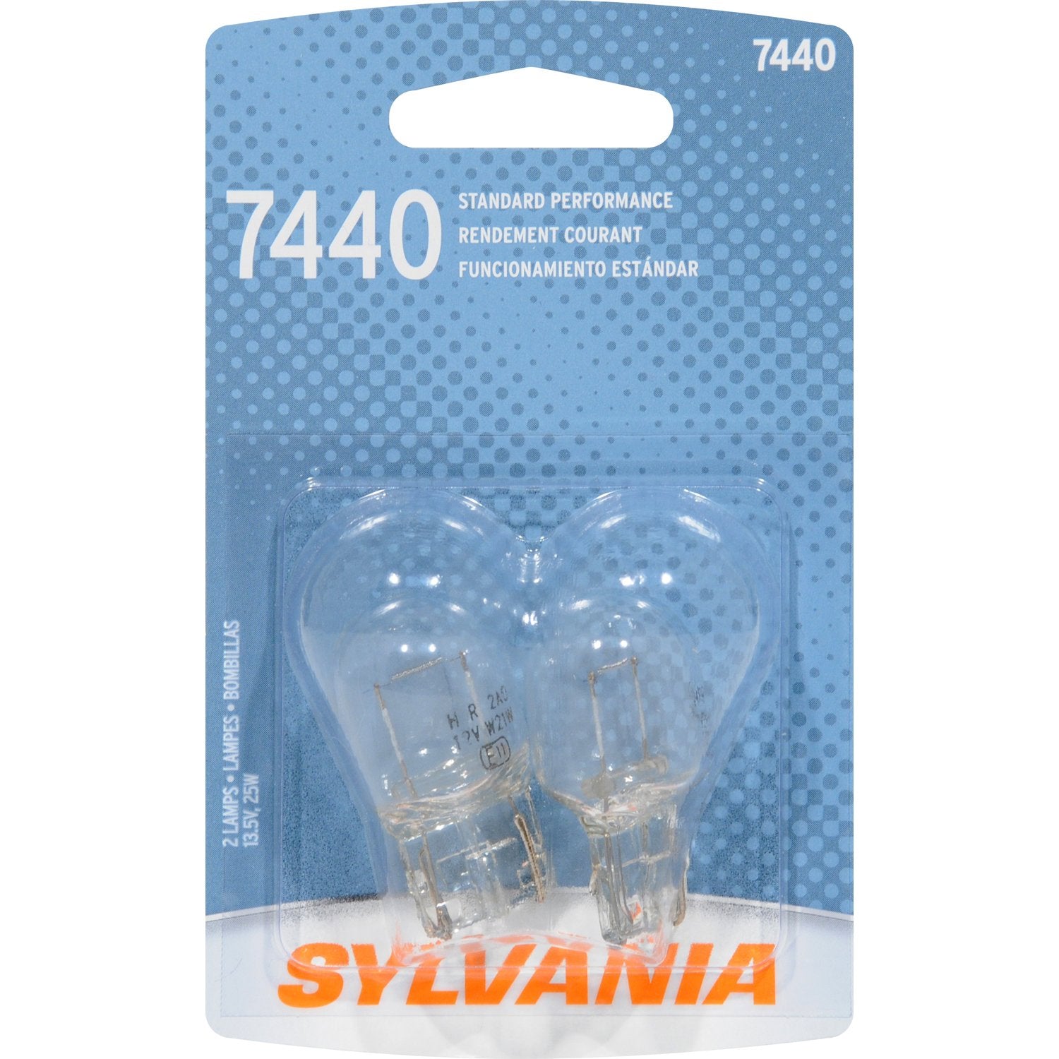 SYLVANIA 7440 Basic Miniature Bulb, 2-Pack, Model 7440.BP2
