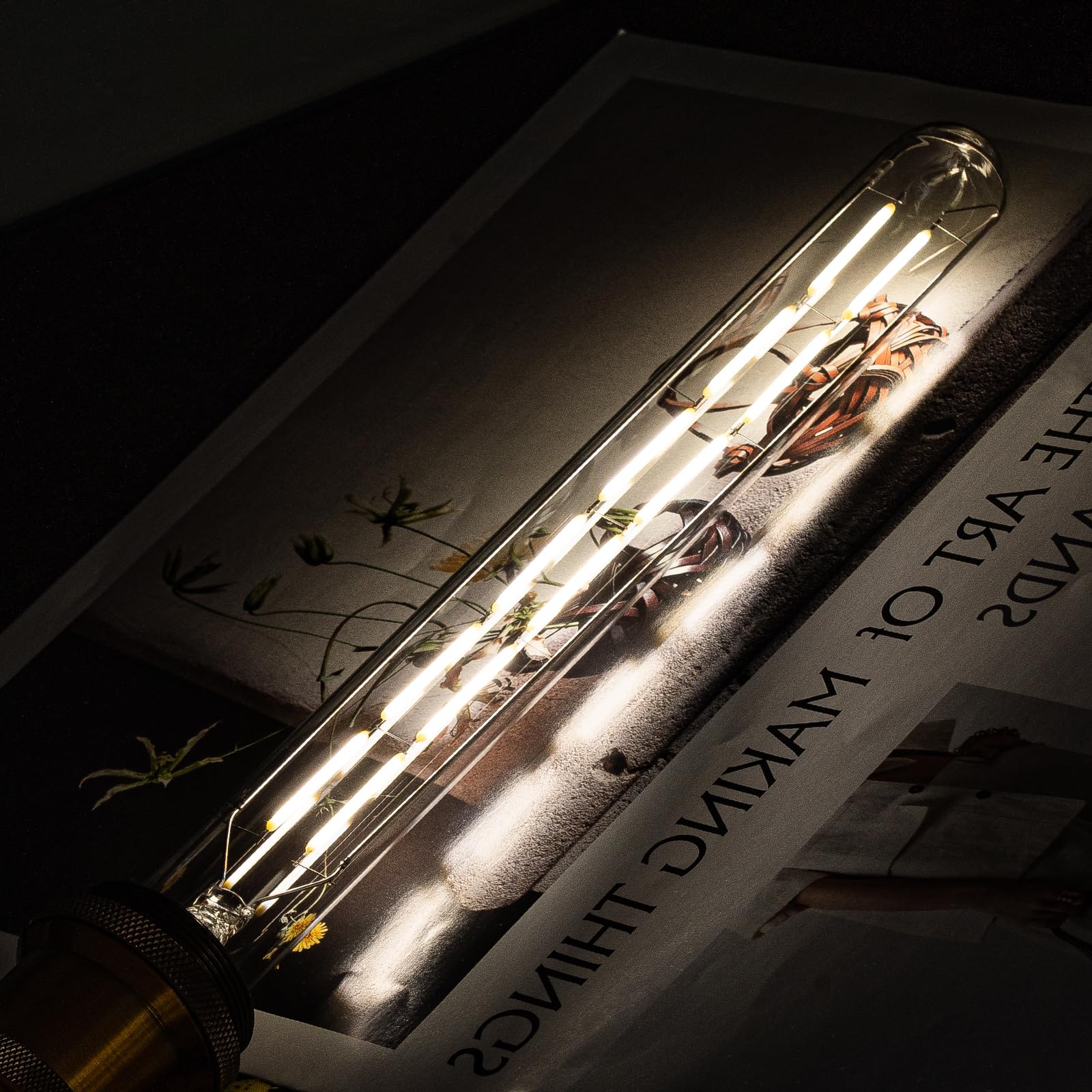 CREATE BRIGHT T30 Dimmable Vintage Edison LED Bulbs, 12W, E26 Base, 4000K Natural Light, 6 Pack, 11.86 Inch