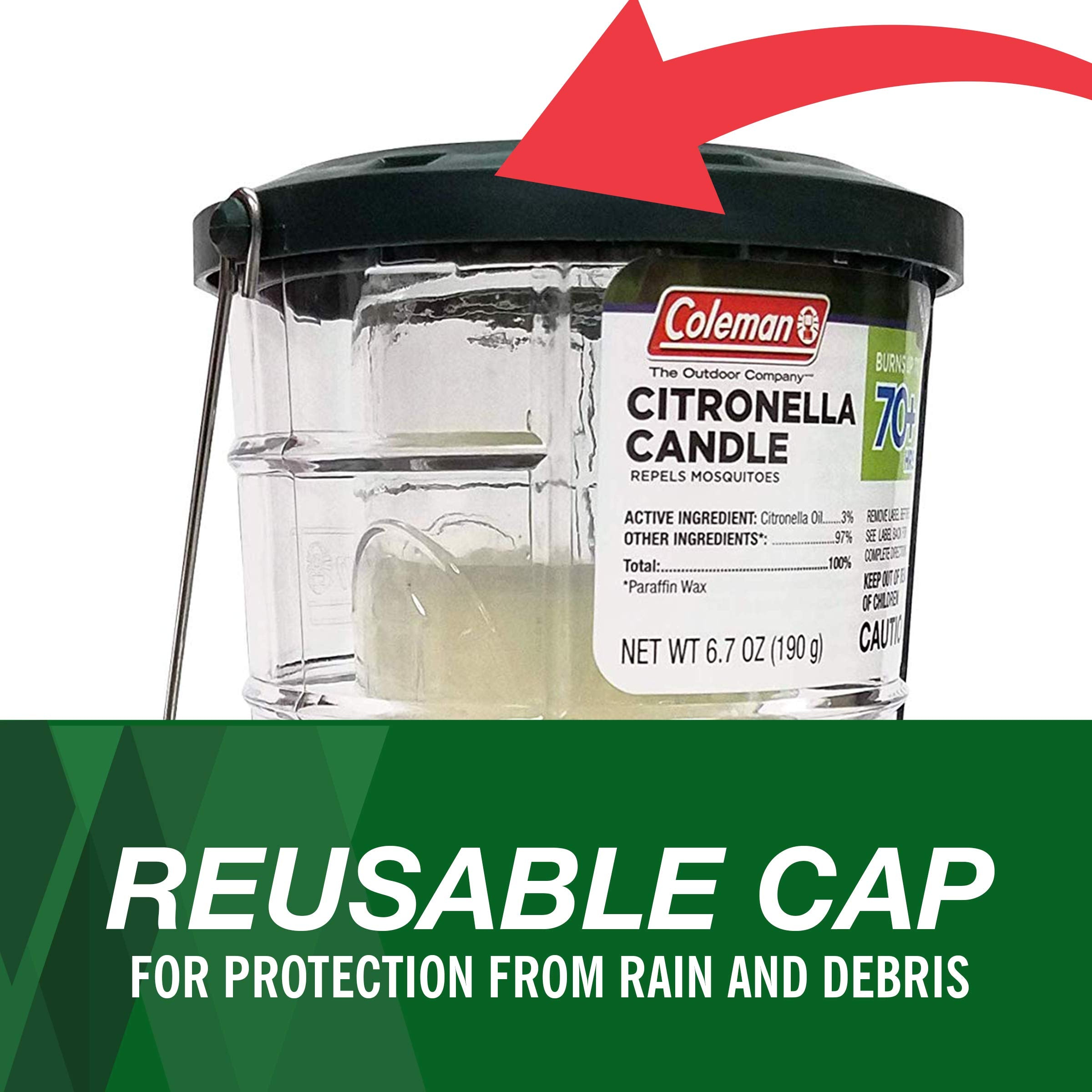 Coleman Citronella Candle Outdoor Lantern - 70+ Hours, 6.7 Ounce ,