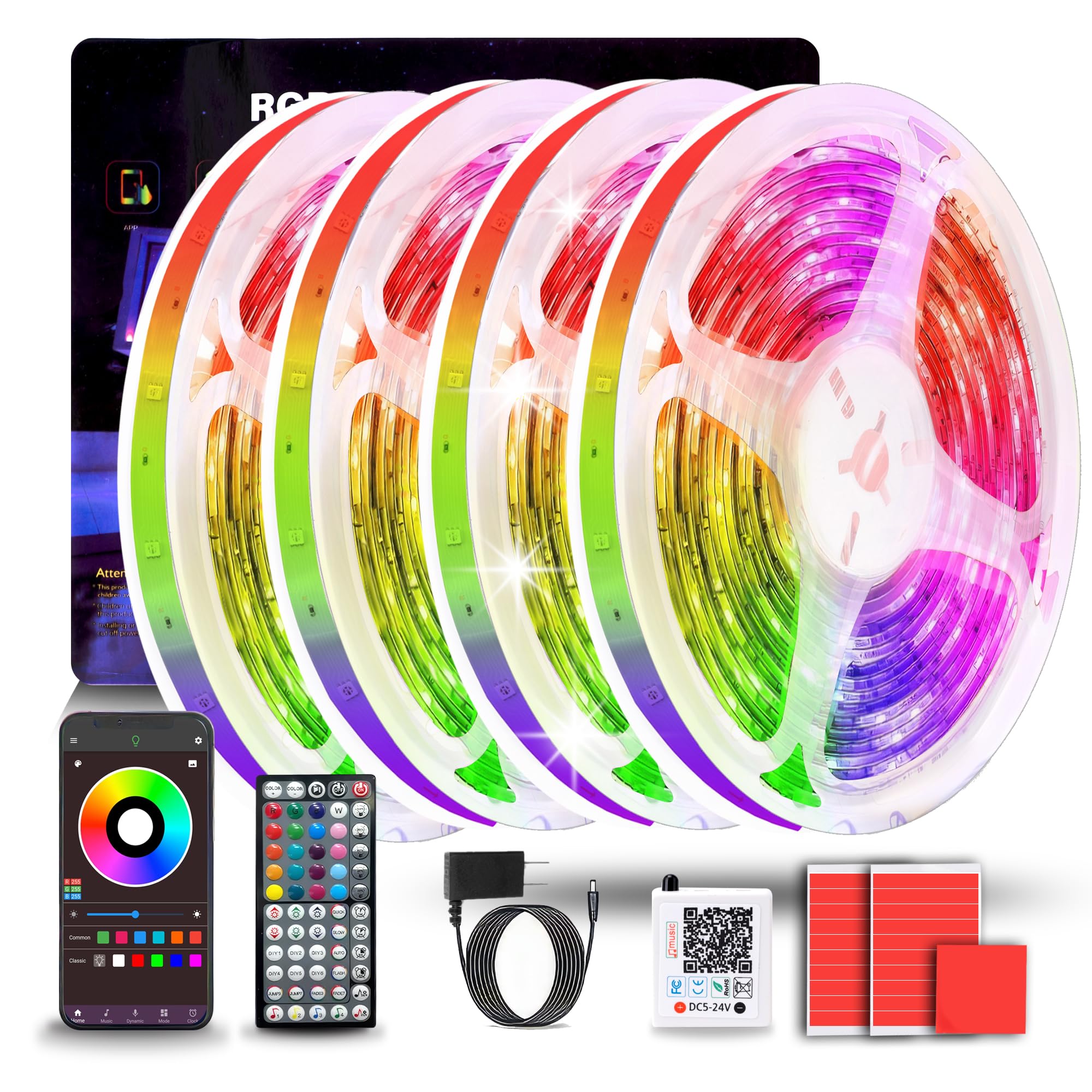 NBBUFF RGB LED Strip Lights 400FT, Color Changing, Copper Material, Model NB-rgb001-7, with Remote & App Control
