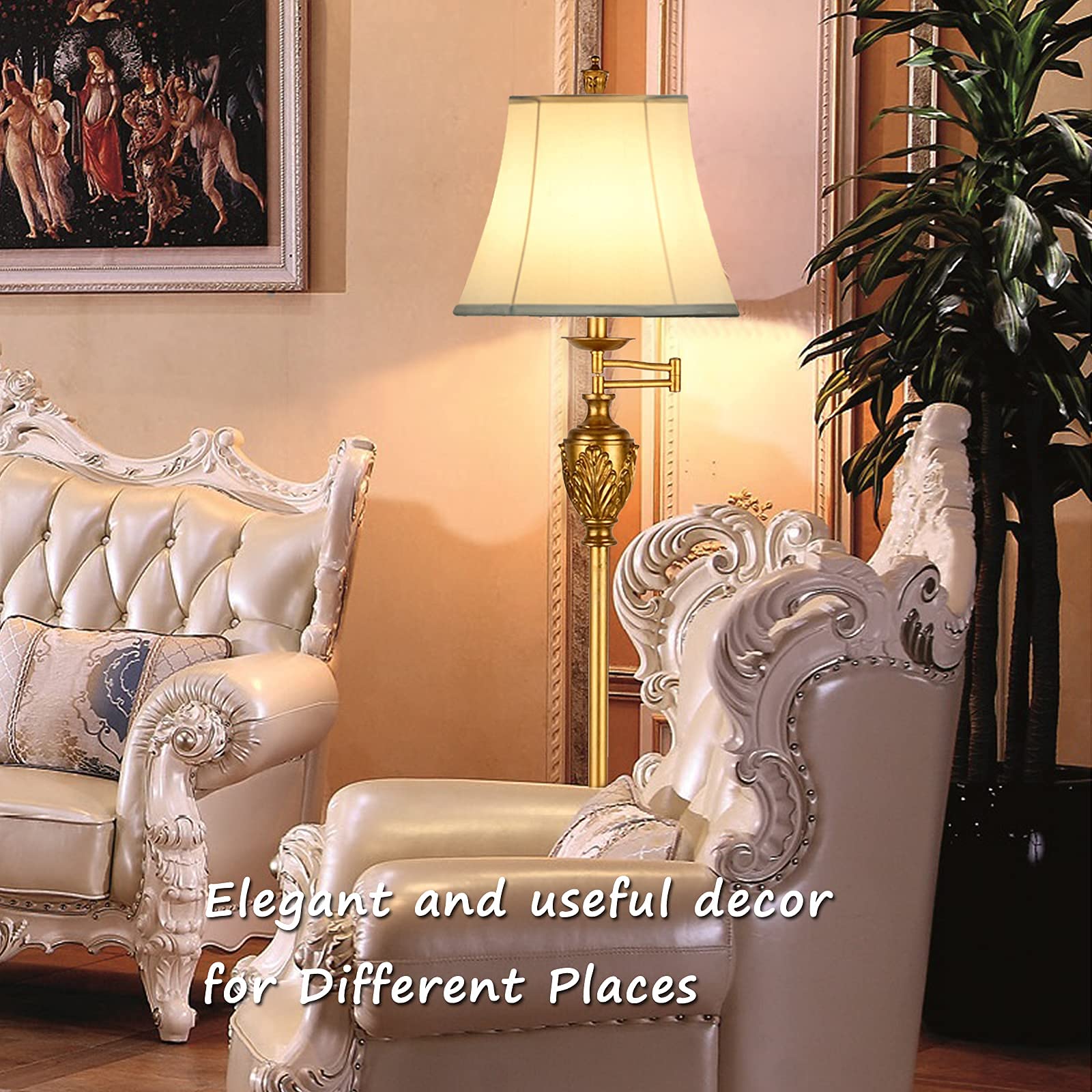 Aidenoey Traditional Led Floor Lamp With 350? Adjustable - Vintage Pole Lamp Swing Arm For Living Room, Bedroom And Office - Rus