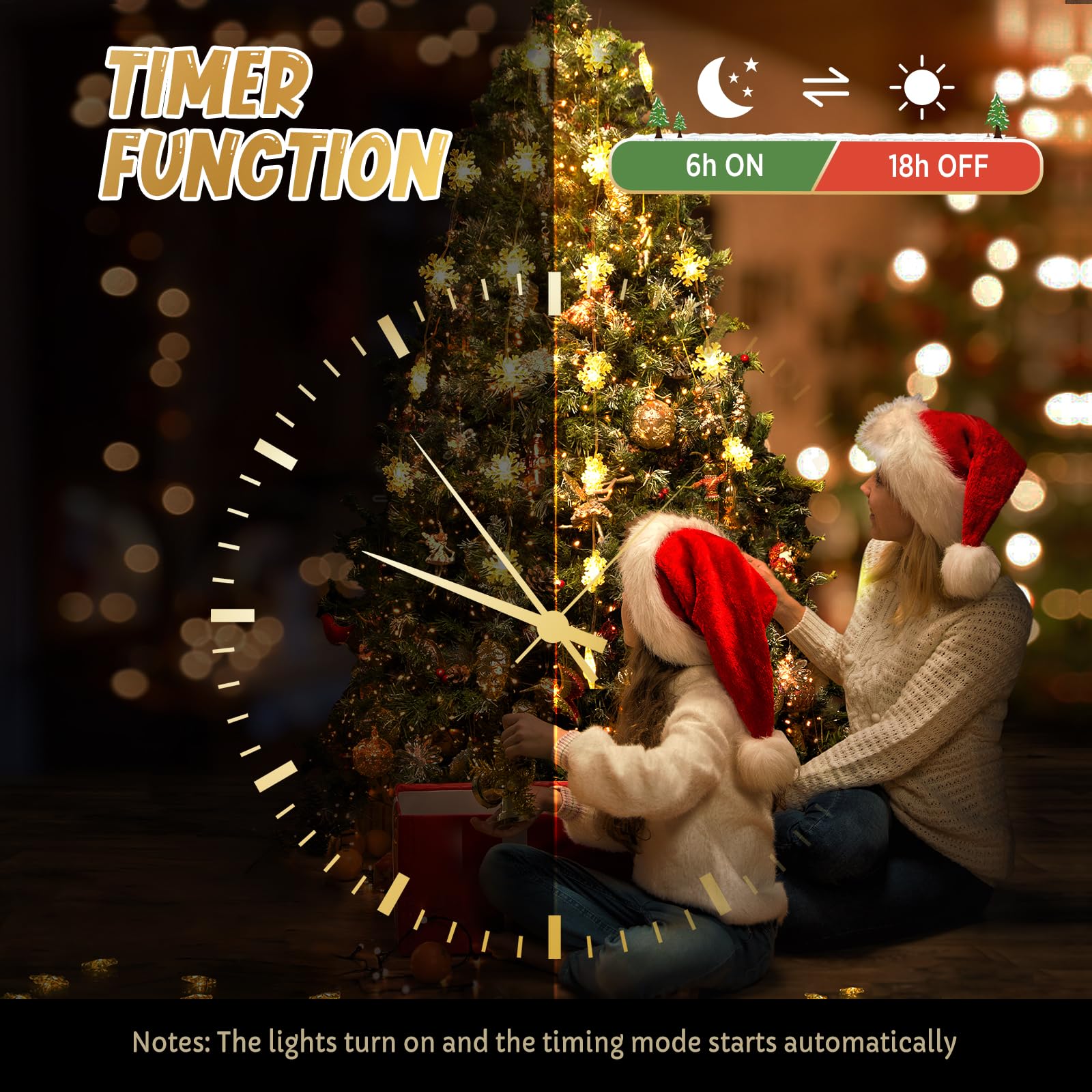 Quntis Snowflake Christmas Window Lights, 50 LED Battery Operated Christmas Snowflake Curtain Lights with Timer, 8 Modes Xmas De