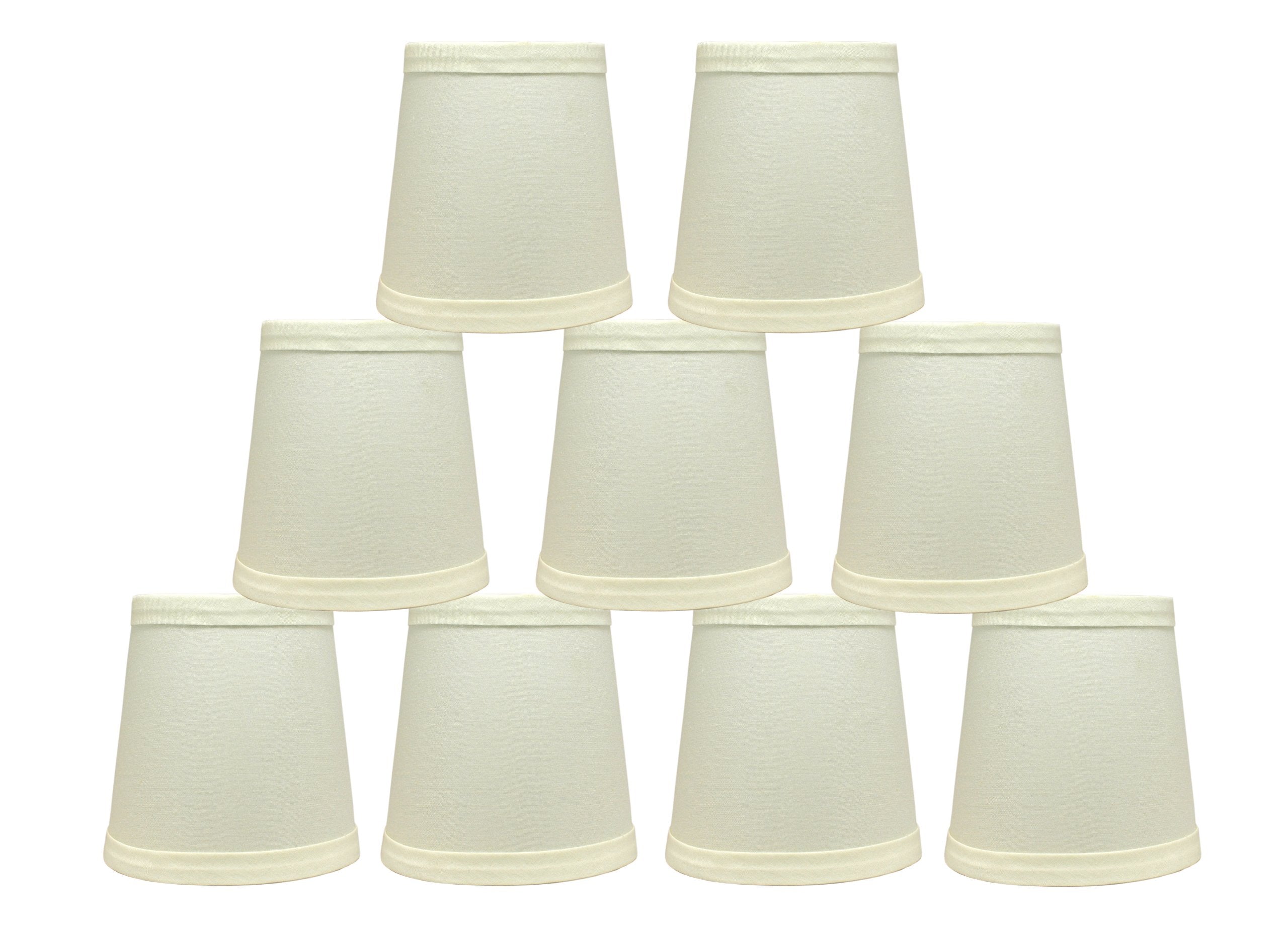 Urbanest Cotton Chandelier Lamp Shades, Hardback, Clip On, Set of 9, 4-inch, Eggshell, Faux Silk