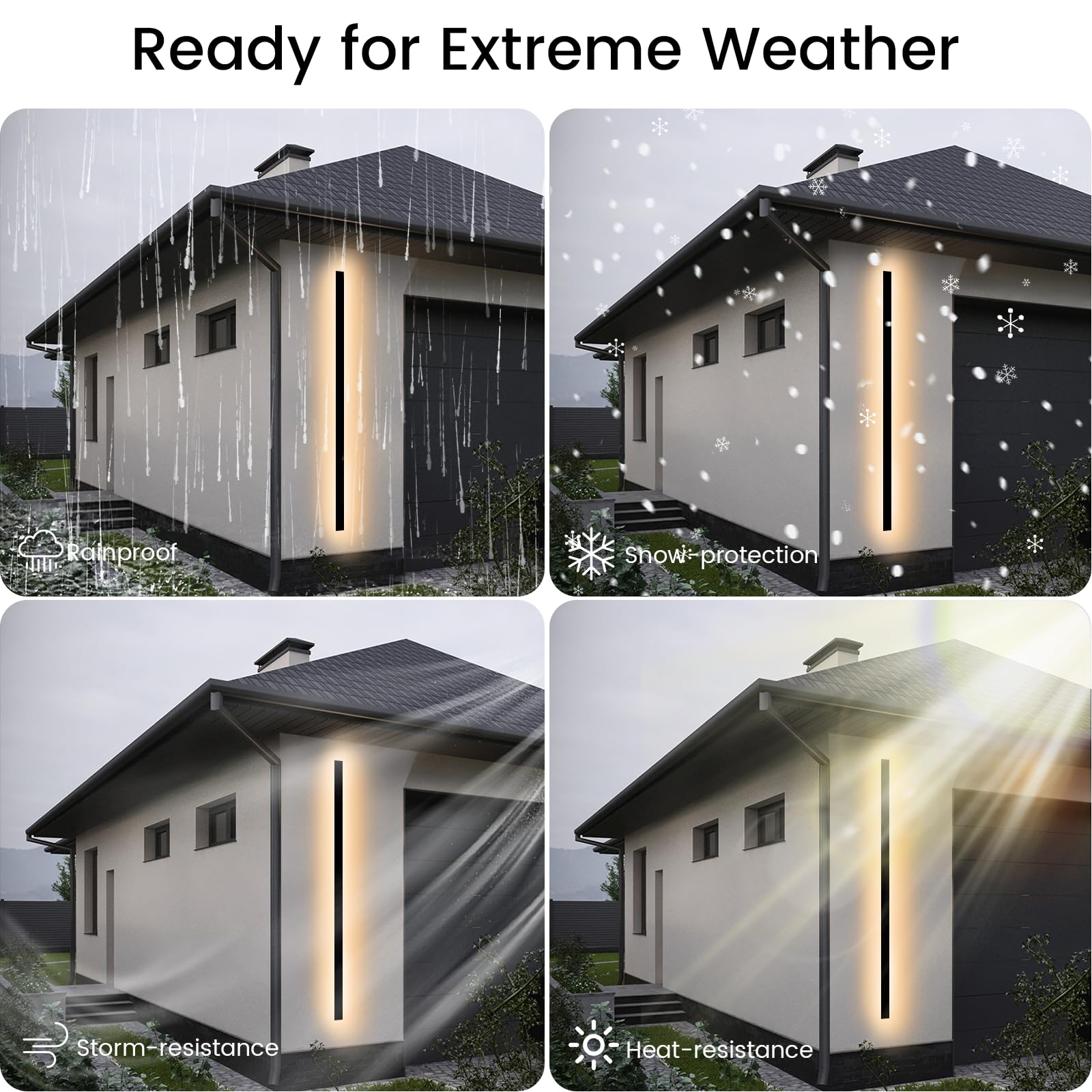 Niuzdu Outdoor Wall Lights For House - 94Inch Modern Outdoor Wall Light Fixture Long Strip Wall Sconce, Ip65 Waterproof Exterior Wall Mount Outside Garage Lights For Living Room, Porch